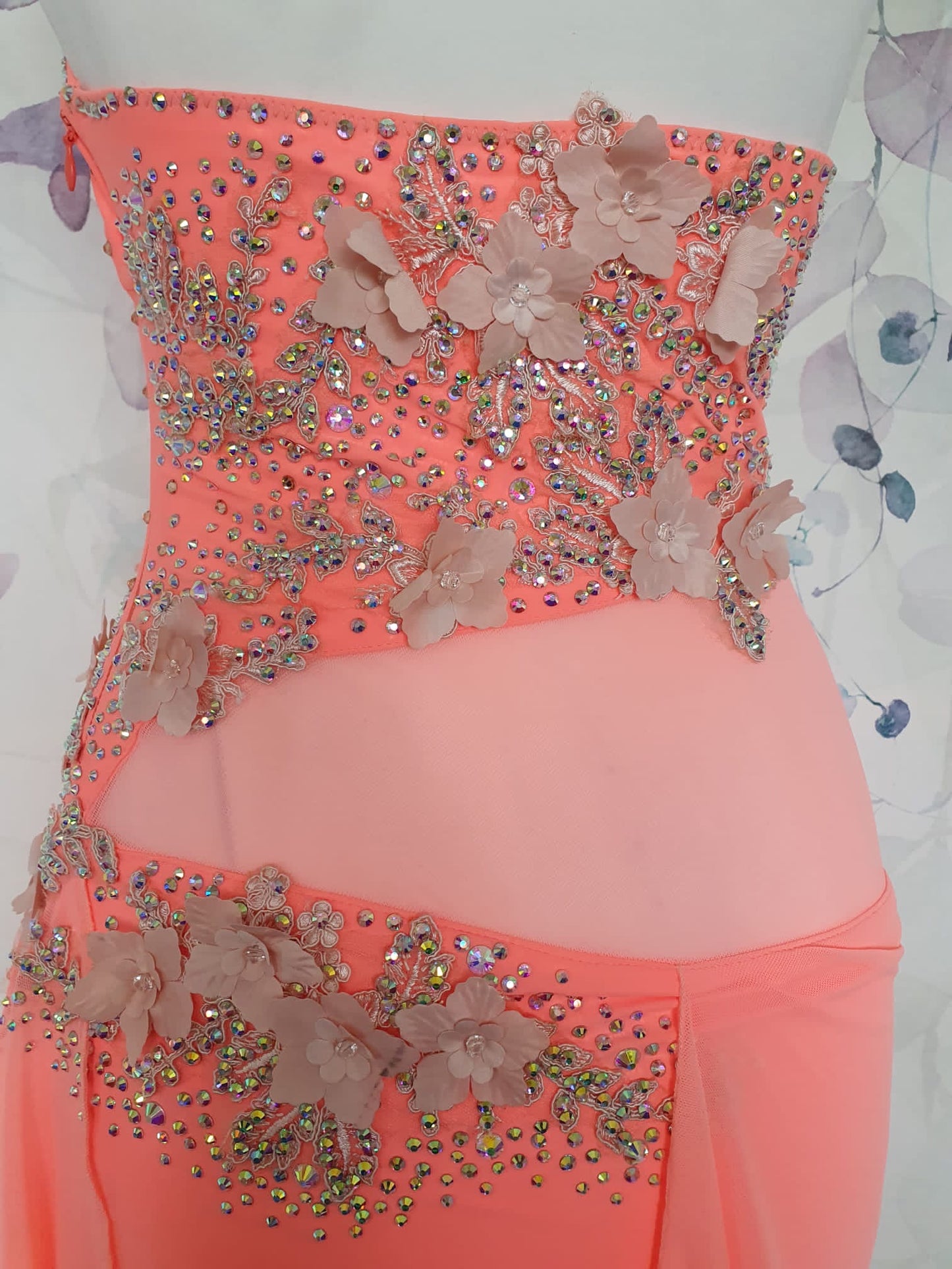 277 Peach Lyrical Stage Dance Dress