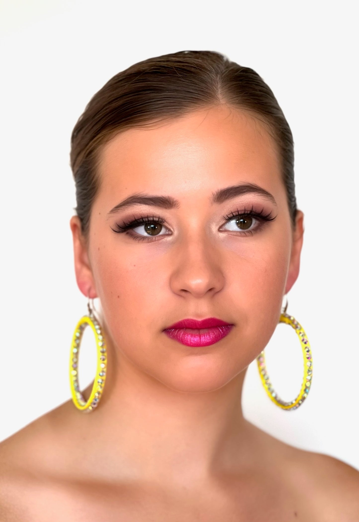 Janet Pair of AB Stoned Hoop Earrings (21 Colour choices) V51