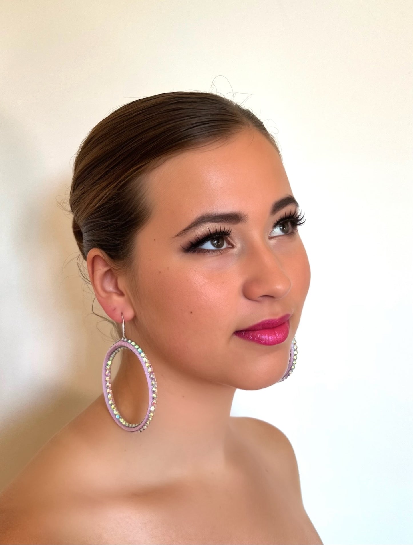 Janet Pair of AB Stoned Hoop Earrings (21 Colour choices) V51