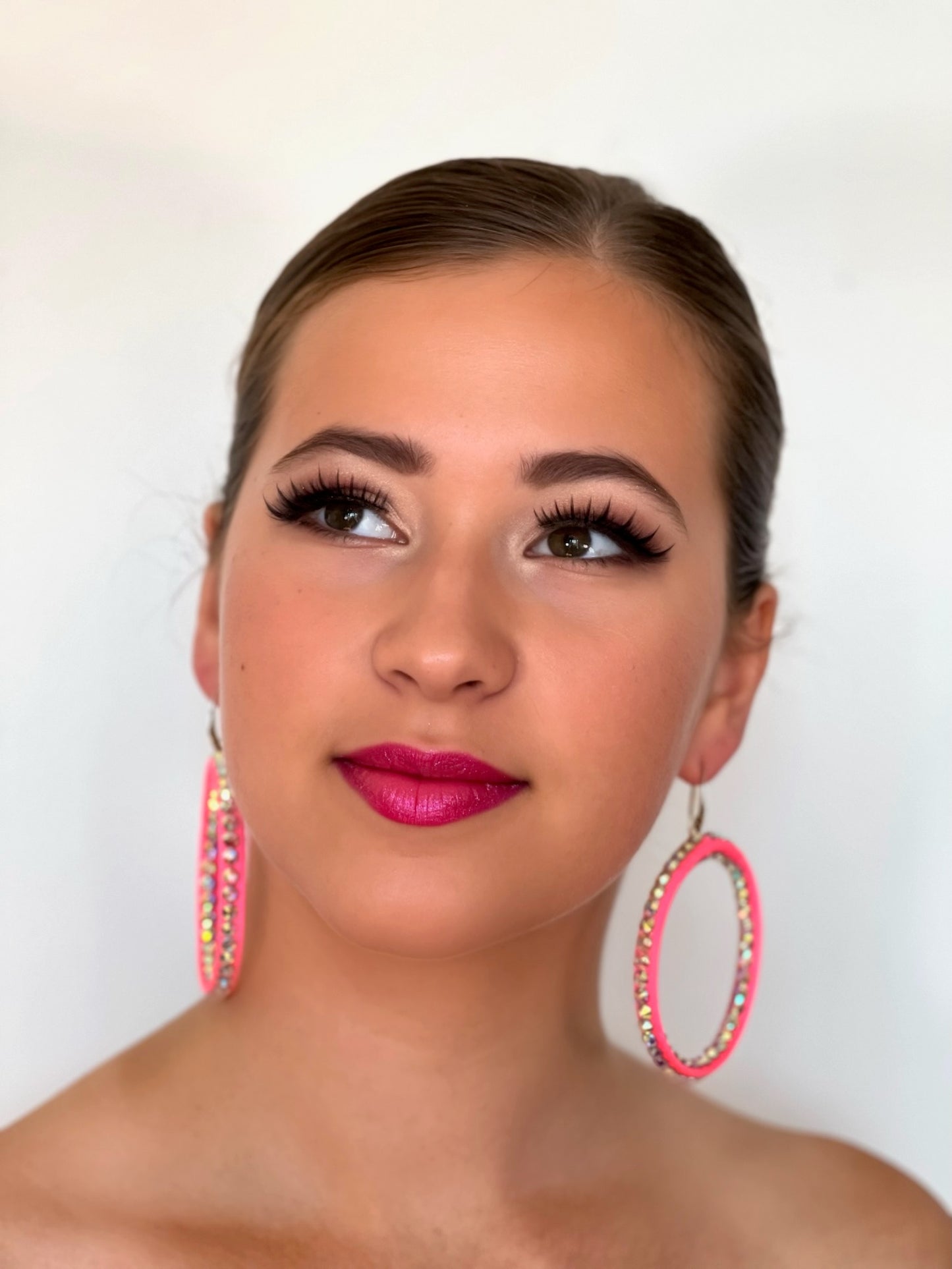 Janet Pair of AB Stoned Hoop Earrings (21 Colour choices) V51