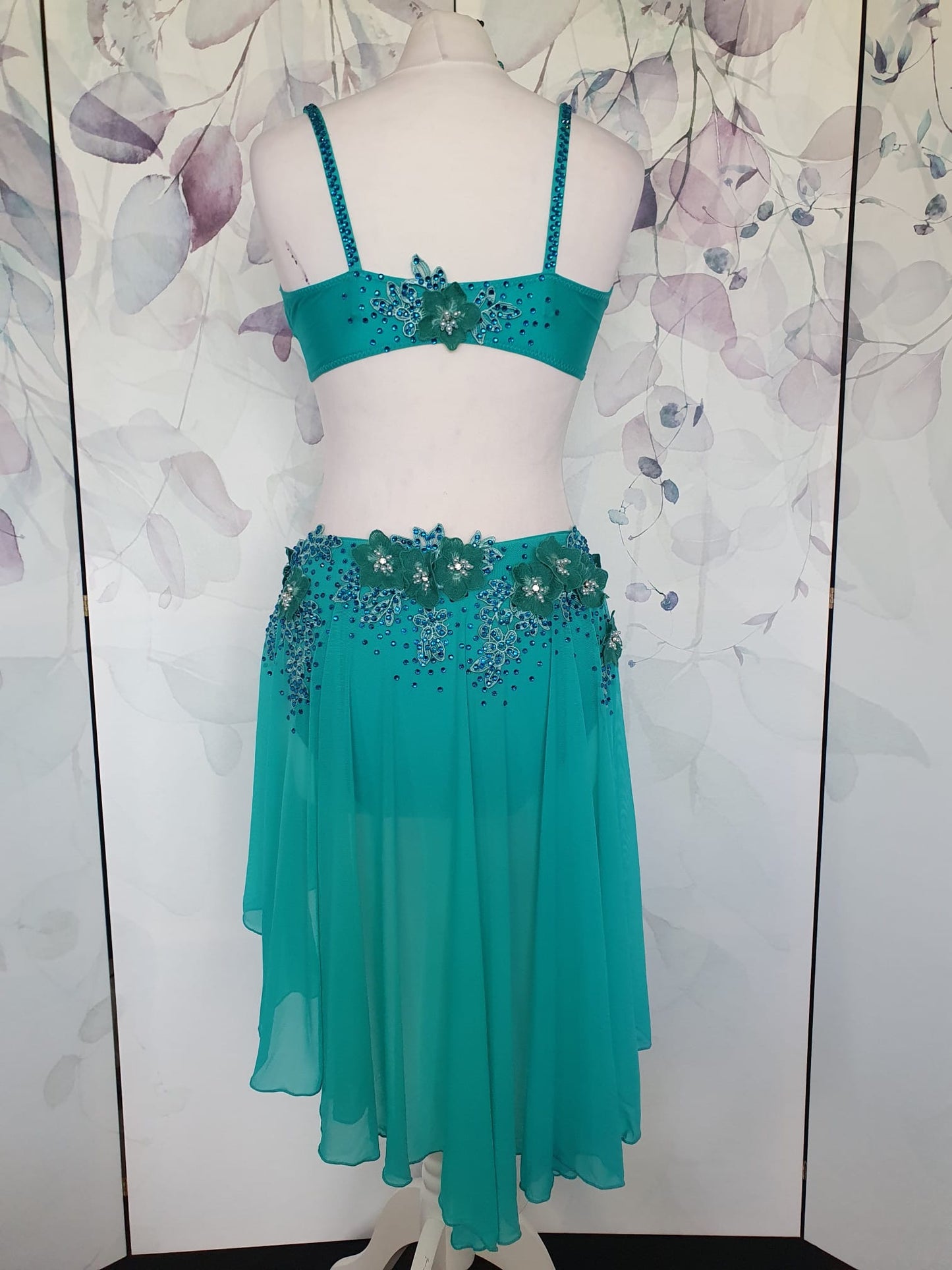 288 Teal Lyrical Stage Dance Dress
