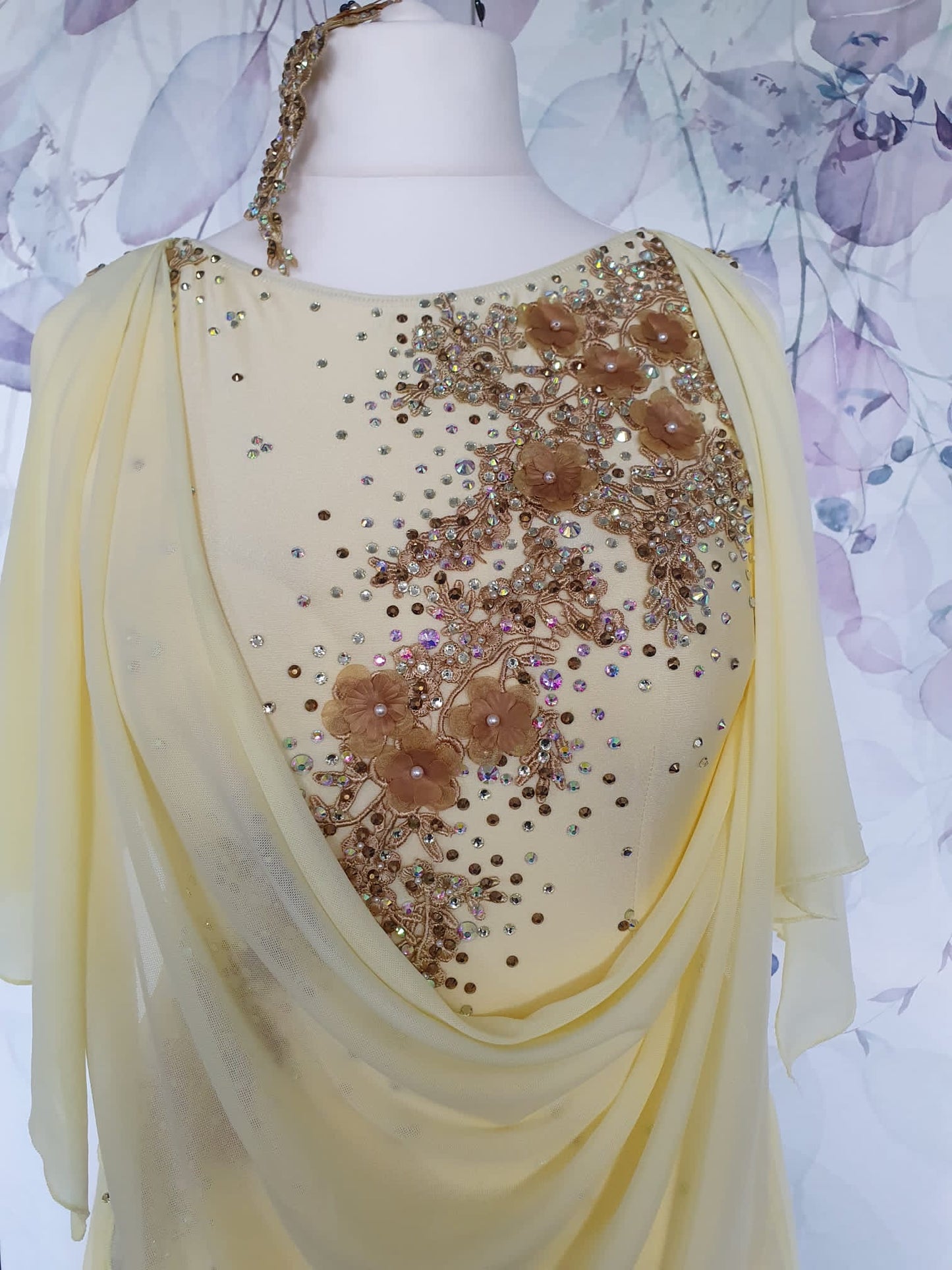 290 Light Yellow Lyrical Stage Dance Dress