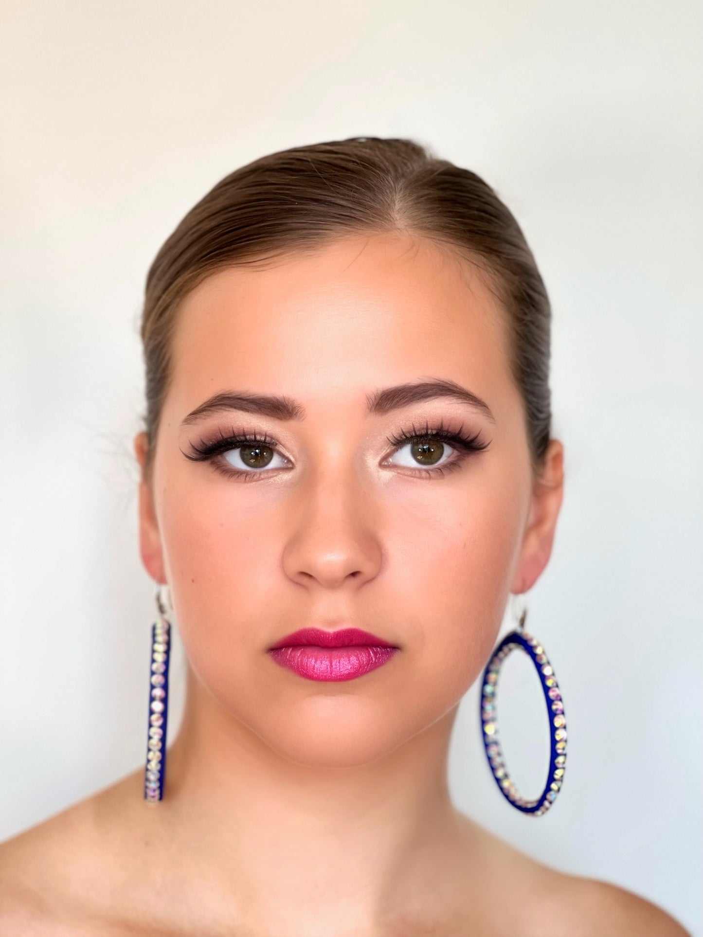 Janet Pair of AB Stoned Hoop Earrings (21 Colour choices) V51