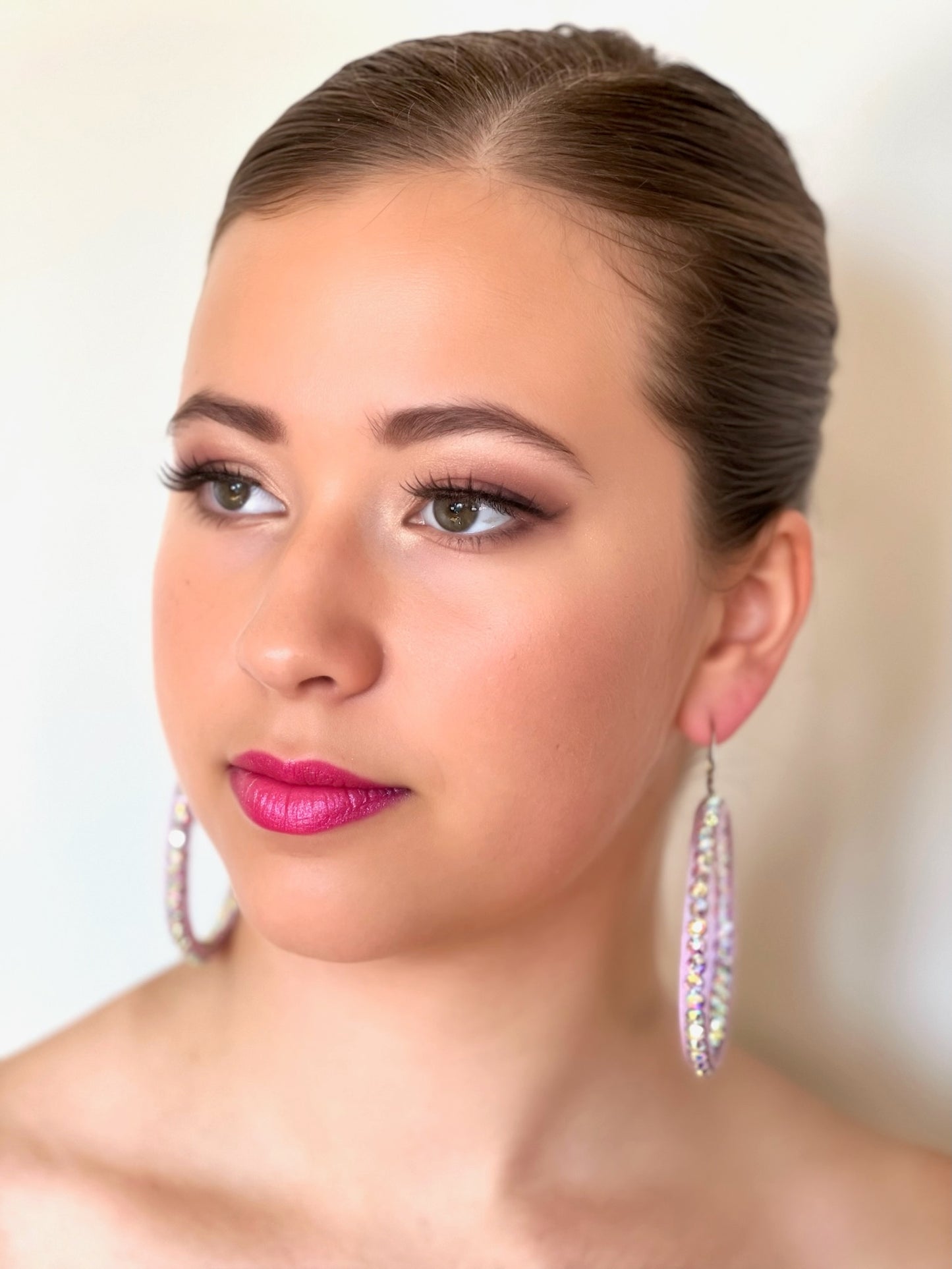 Janet Pair of AB Stoned Hoop Earrings (21 Colour choices) V51