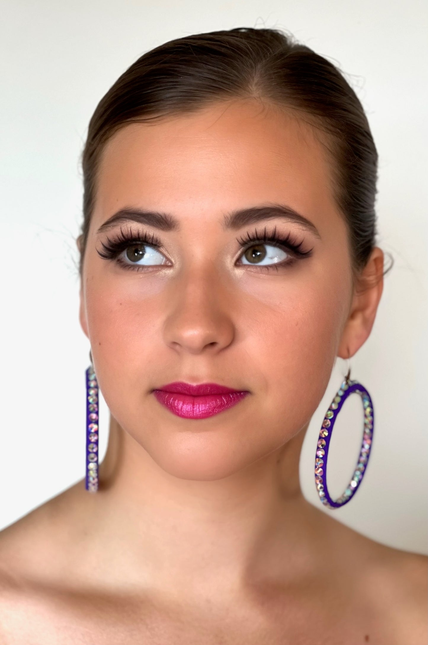 Janet Pair of AB Stoned Hoop Earrings (21 Colour choices) V51