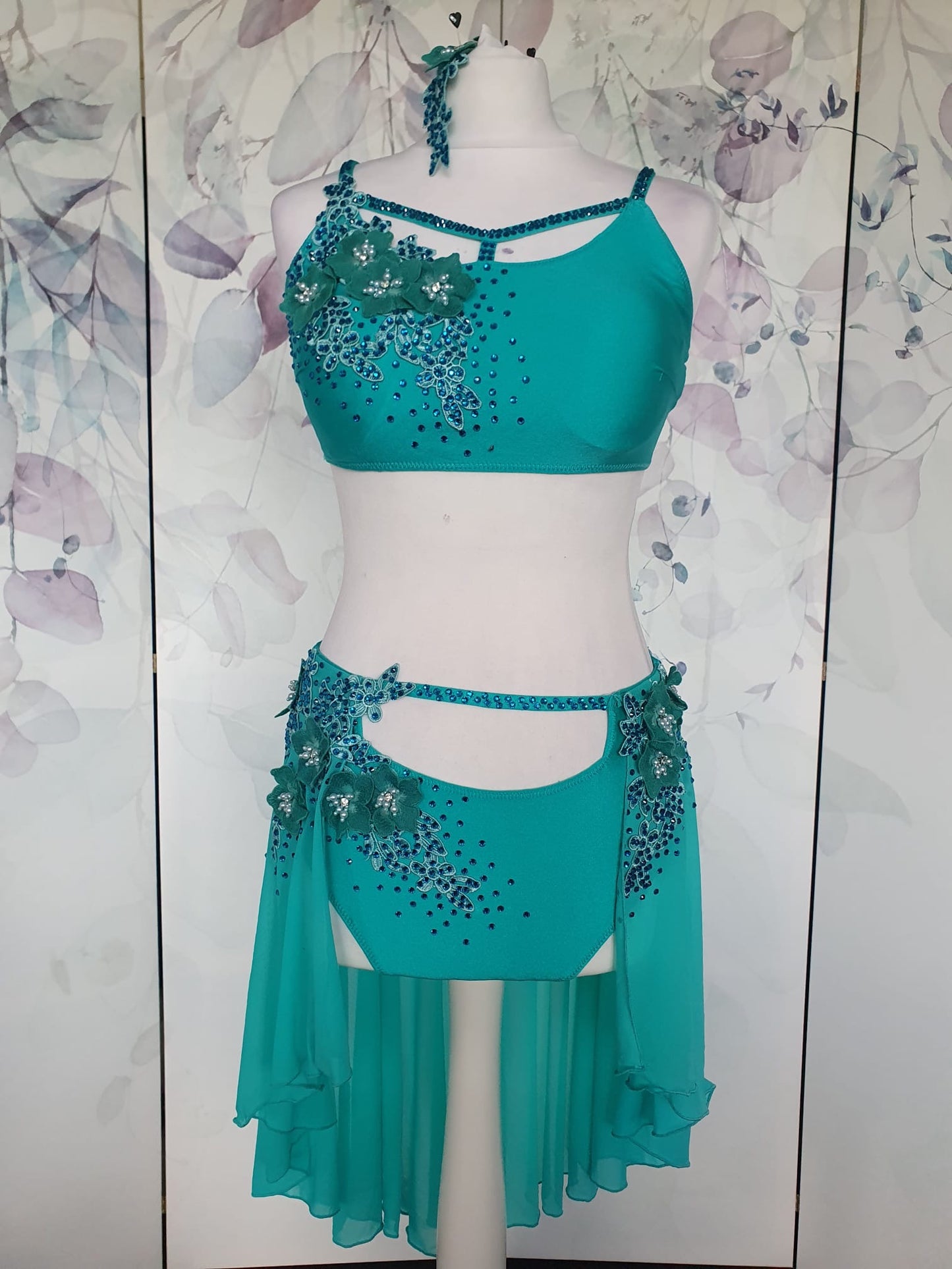 288 Teal Lyrical Stage Dance Dress