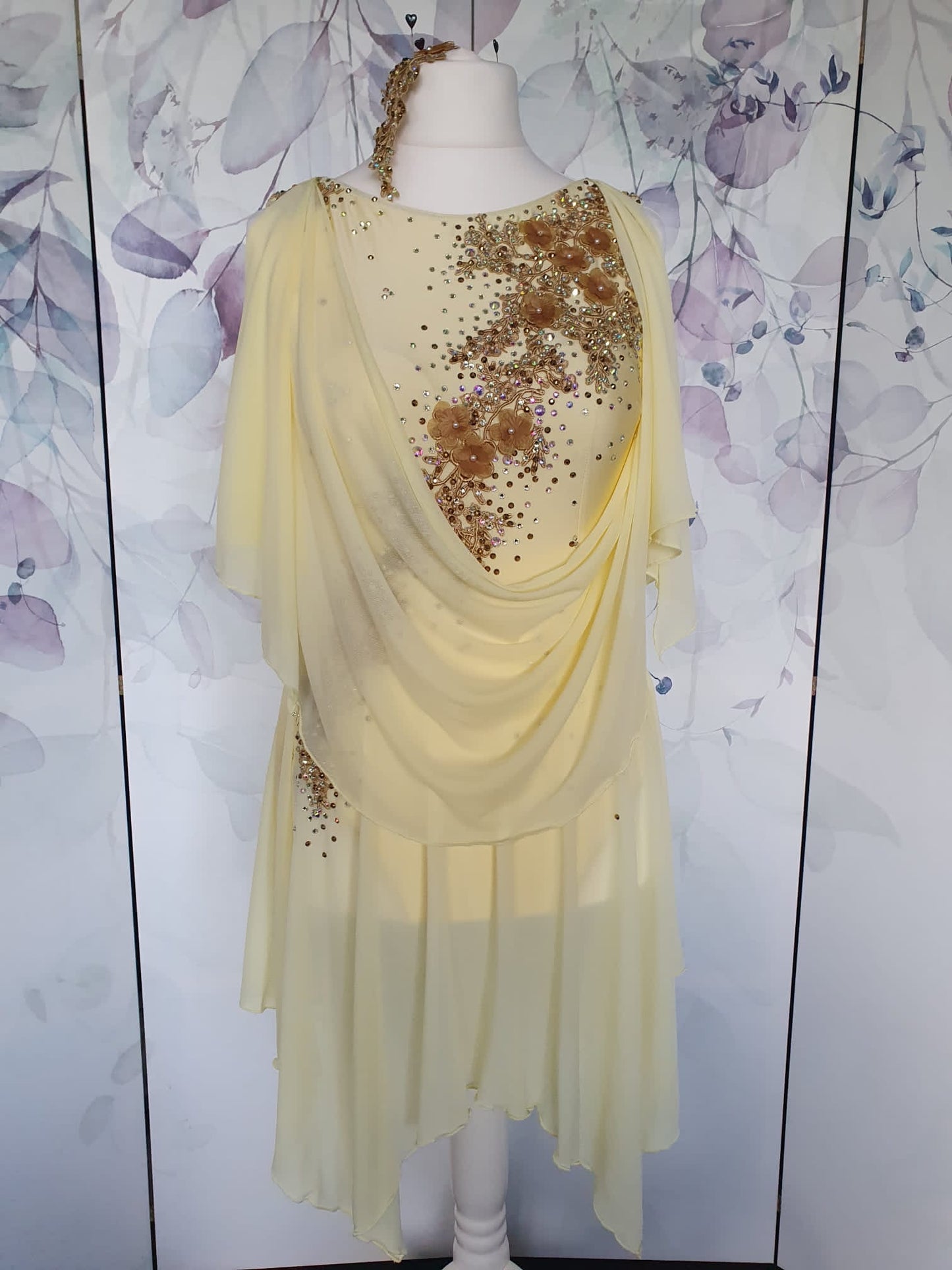 290 Light Yellow Lyrical Stage Dance Dress