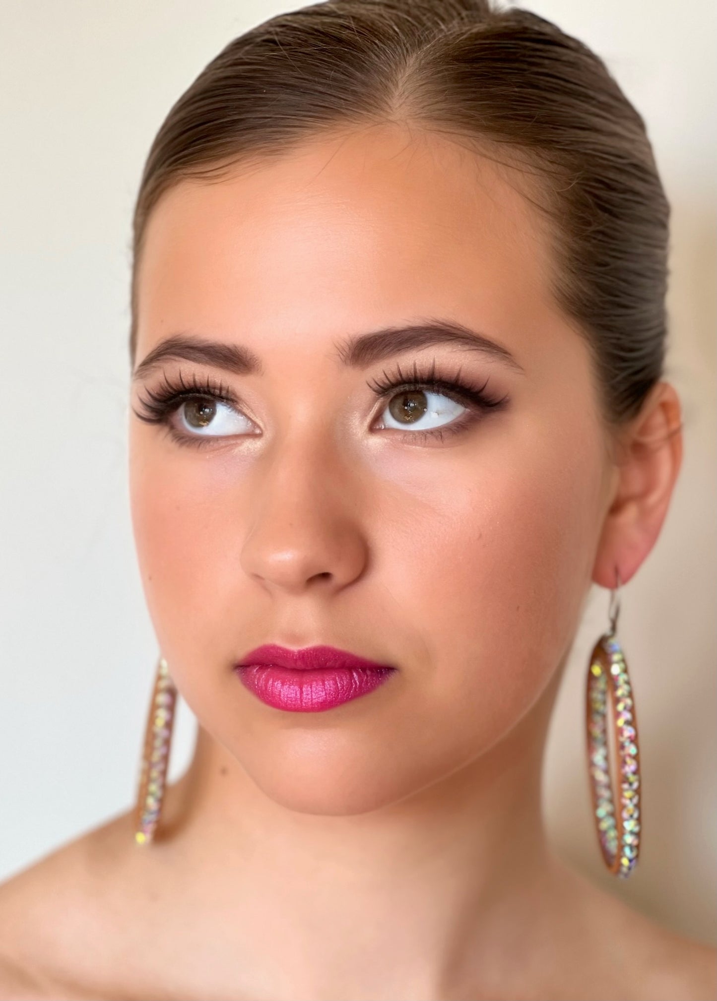 Janet Pair of AB Stoned Hoop Earrings (21 Colour choices) V51