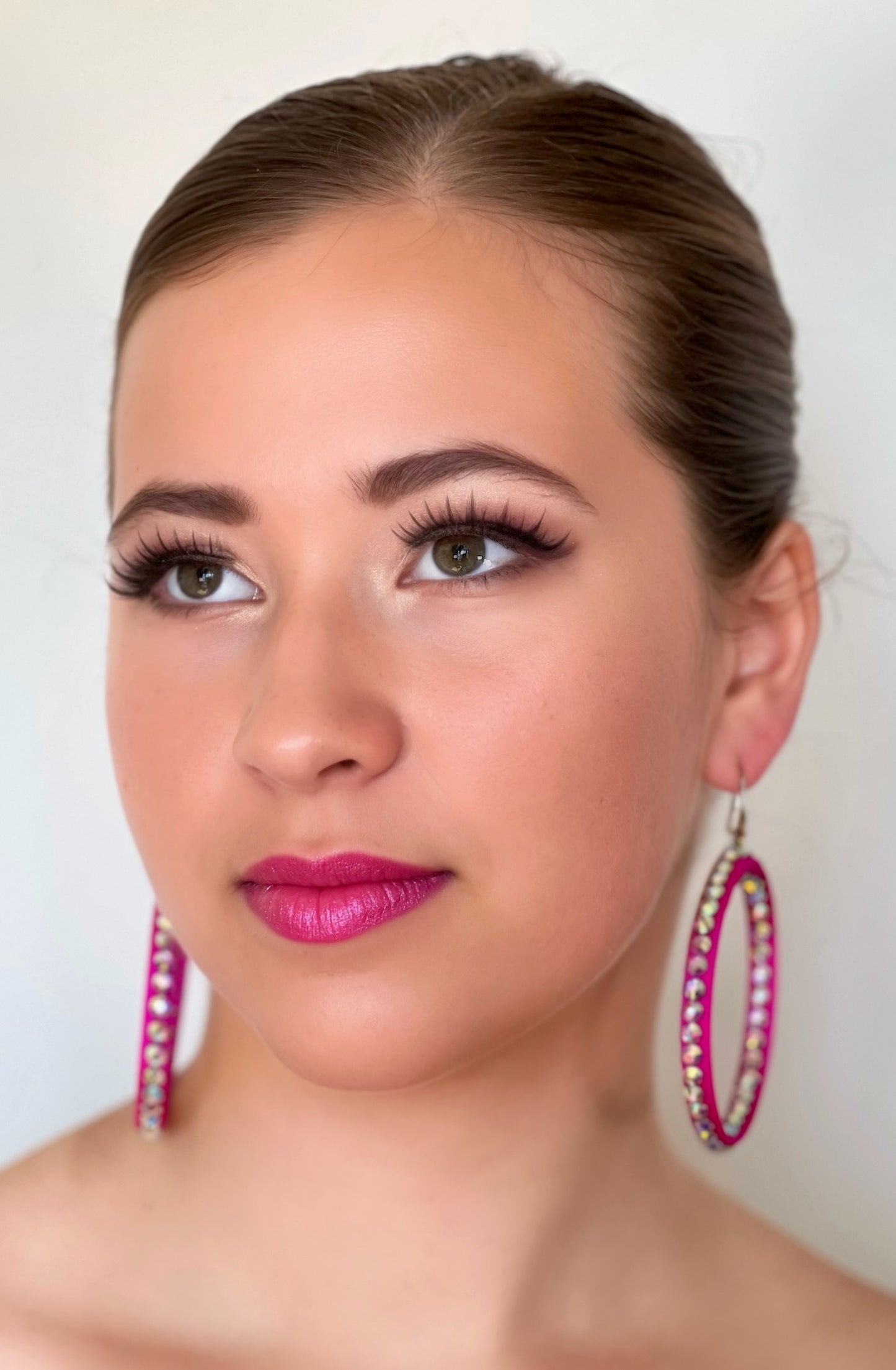 Janet Pair of AB Stoned Hoop Earrings (21 Colour choices) V51