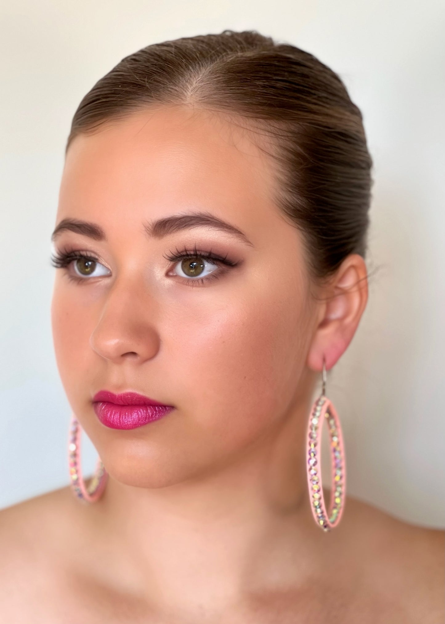 Janet Pair of AB Stoned Hoop Earrings (21 Colour choices) V51