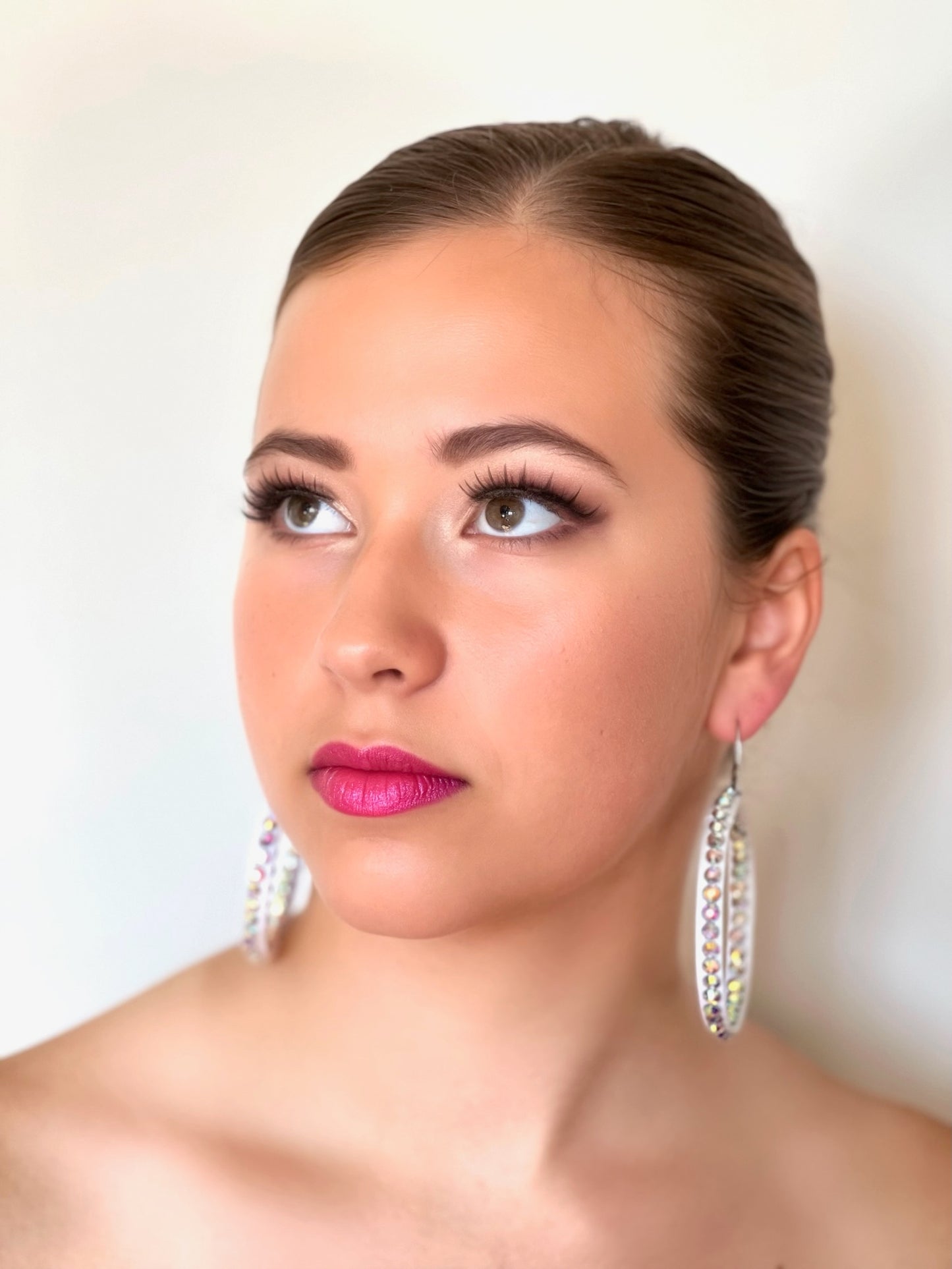 Janet Pair of AB Stoned Hoop Earrings (21 Colour choices) V51