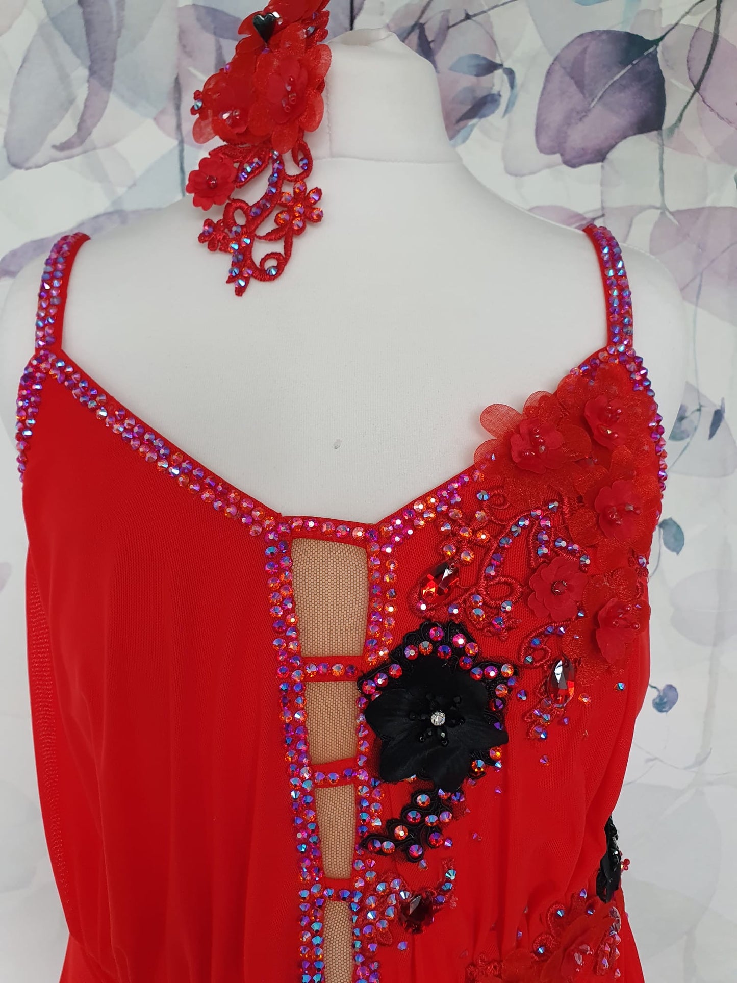 263 Red Lyrical Stage Dance Dress