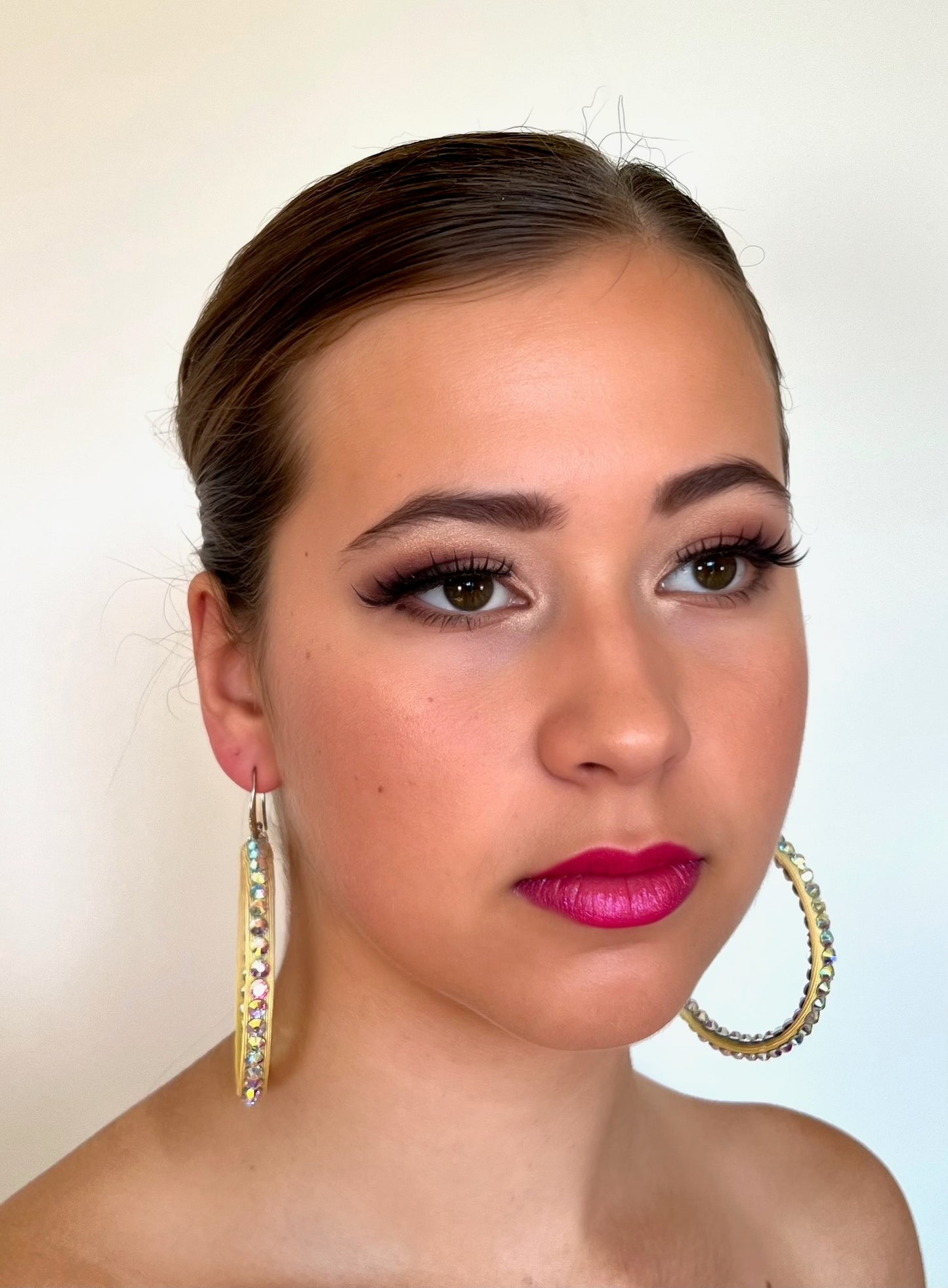 Janet Pair of AB Stoned Hoop Earrings (21 Colour choices) V51