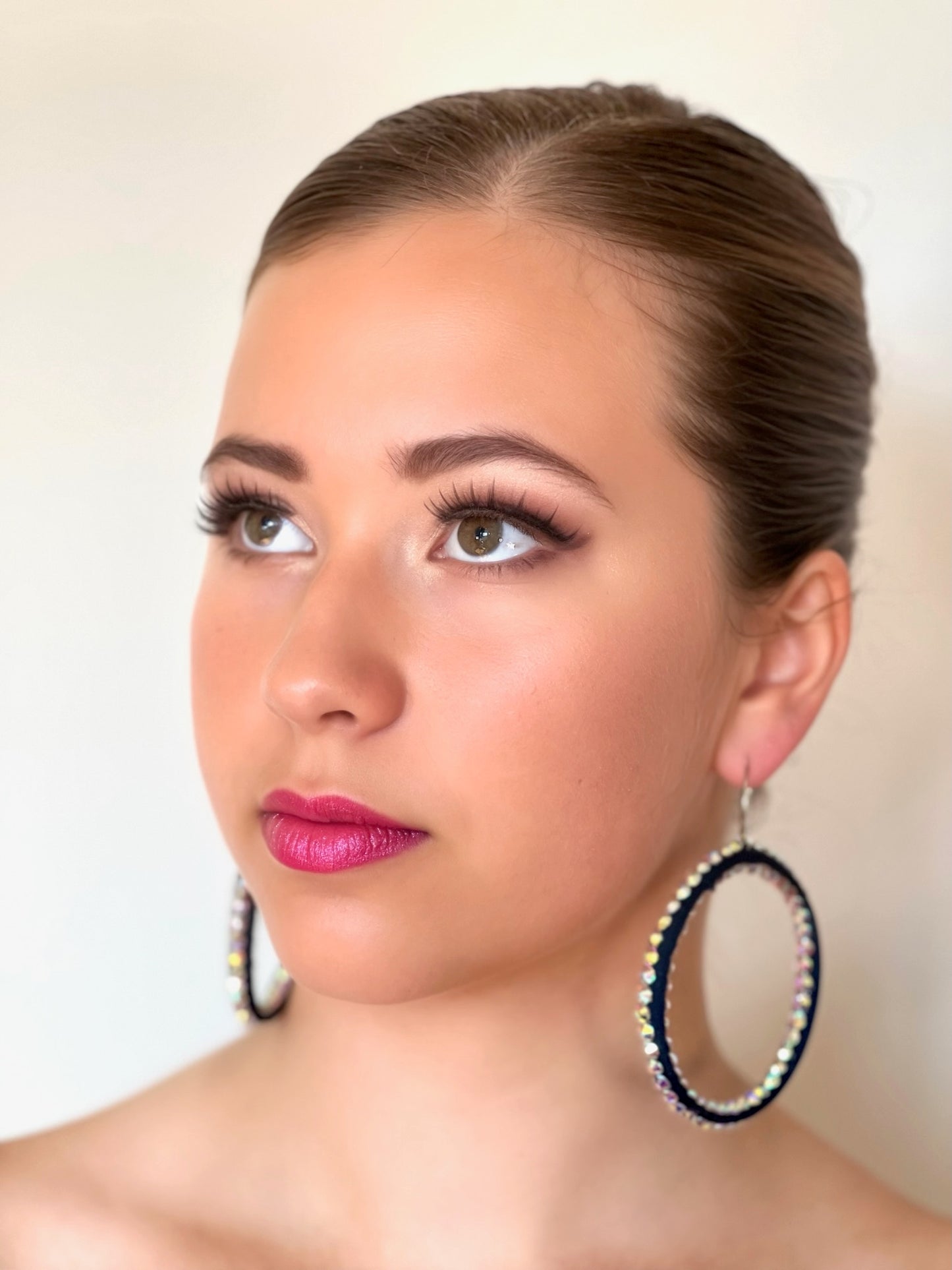 Janet Pair of AB Stoned Hoop Earrings (21 Colour choices) V51