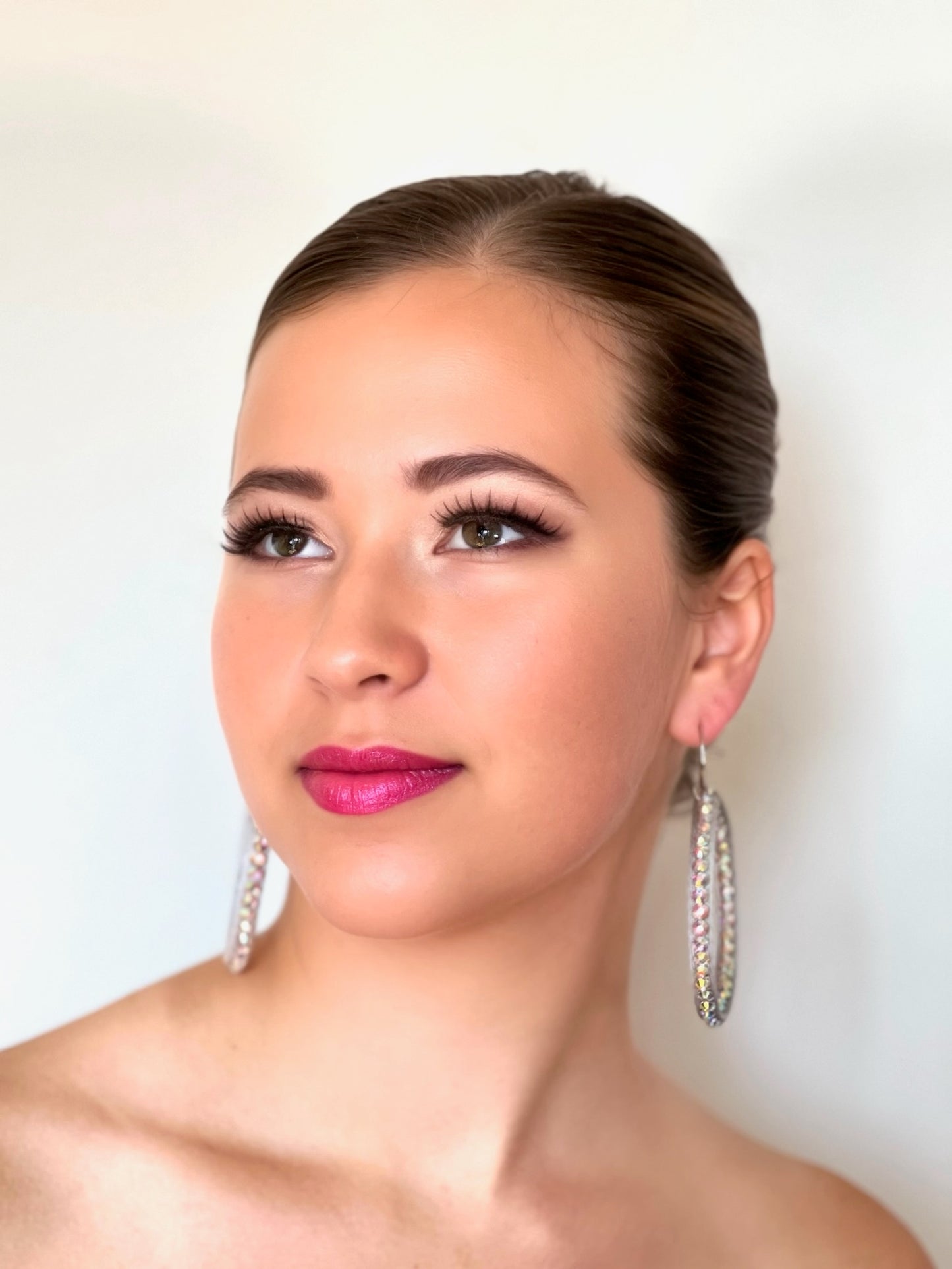 Janet Pair of AB Stoned Hoop Earrings (21 Colour choices) V51