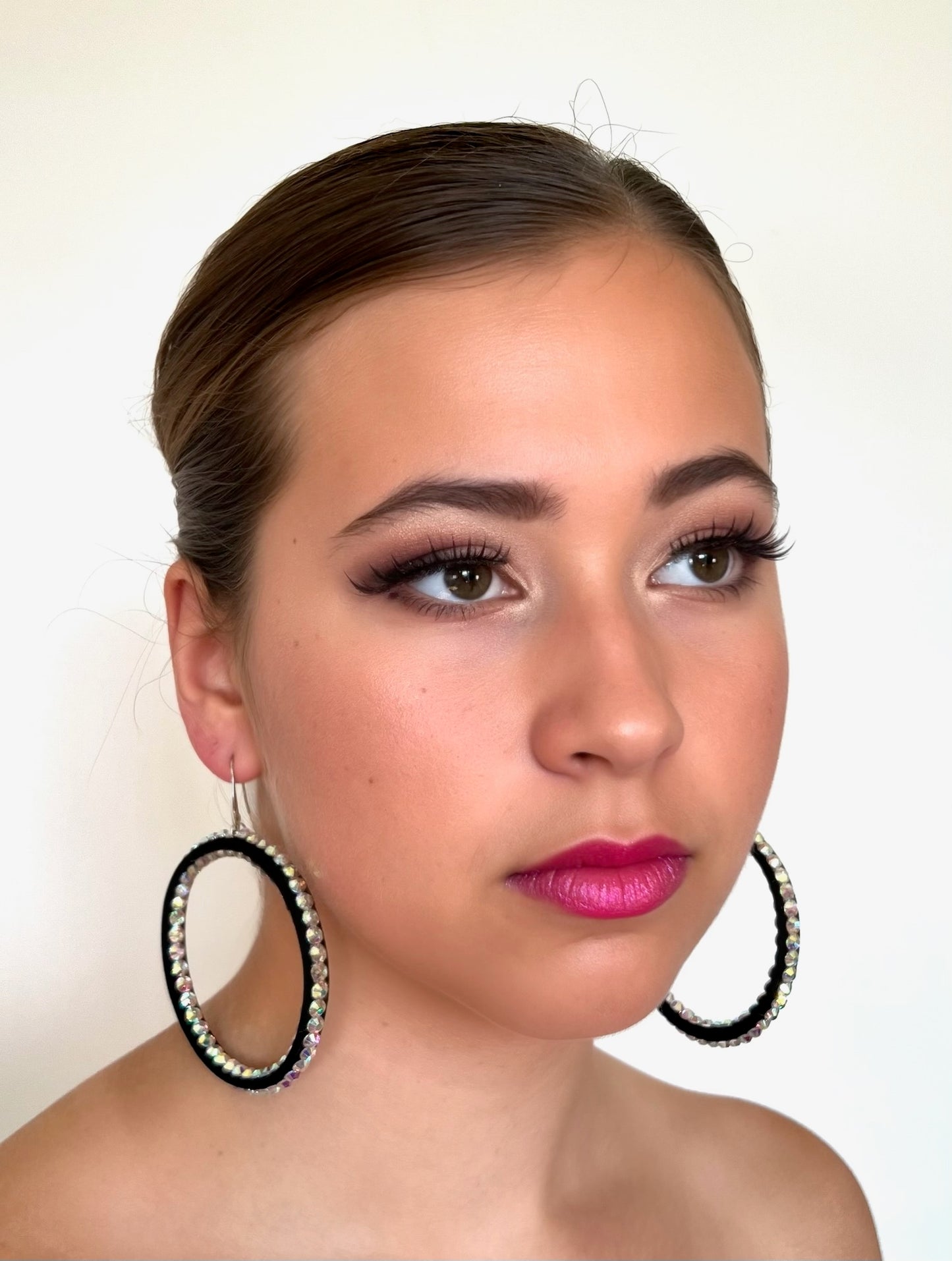Janet Pair of AB Stoned Hoop Earrings (21 Colour choices) V51