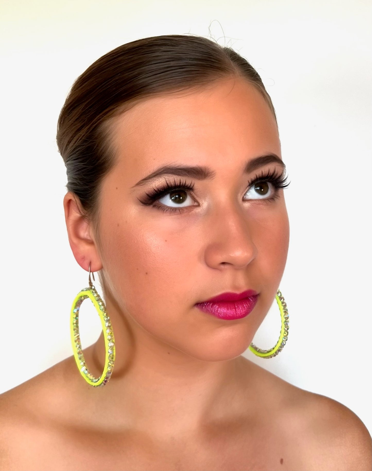 Janet Pair of AB Stoned Hoop Earrings (21 Colour choices) V51