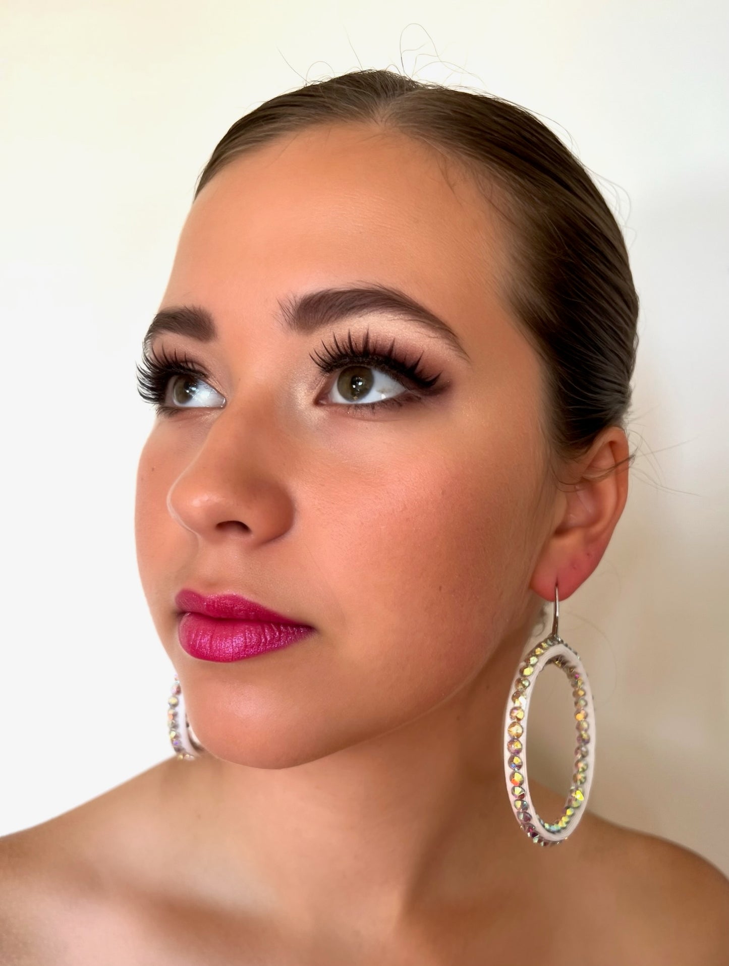 Janet Pair of AB Stoned Hoop Earrings (21 Colour choices) V51