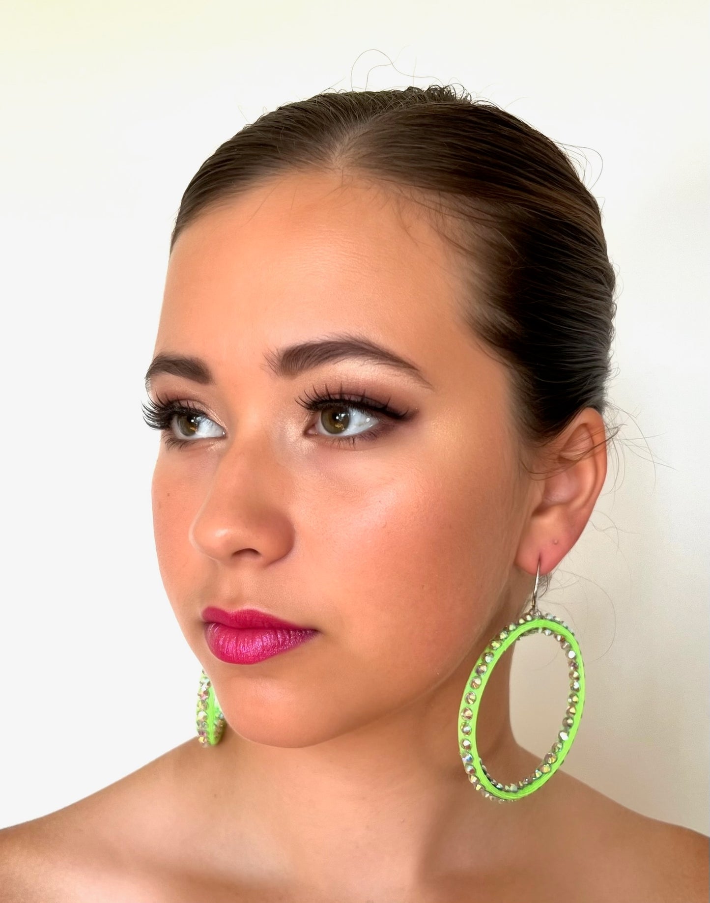 Janet Pair of AB Stoned Hoop Earrings (21 Colour choices) V51