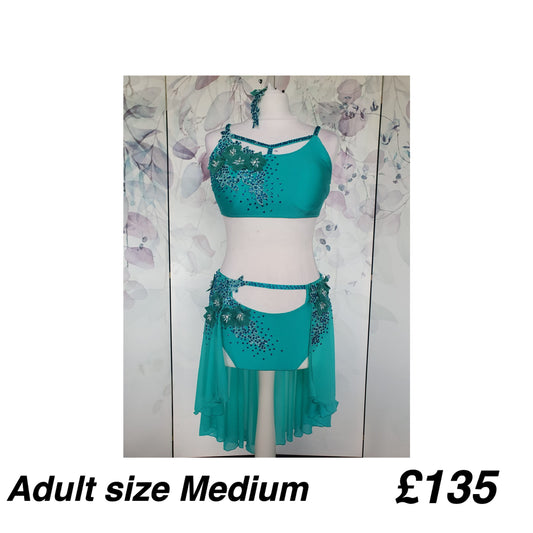 288 Teal Lyrical Stage Dance Dress