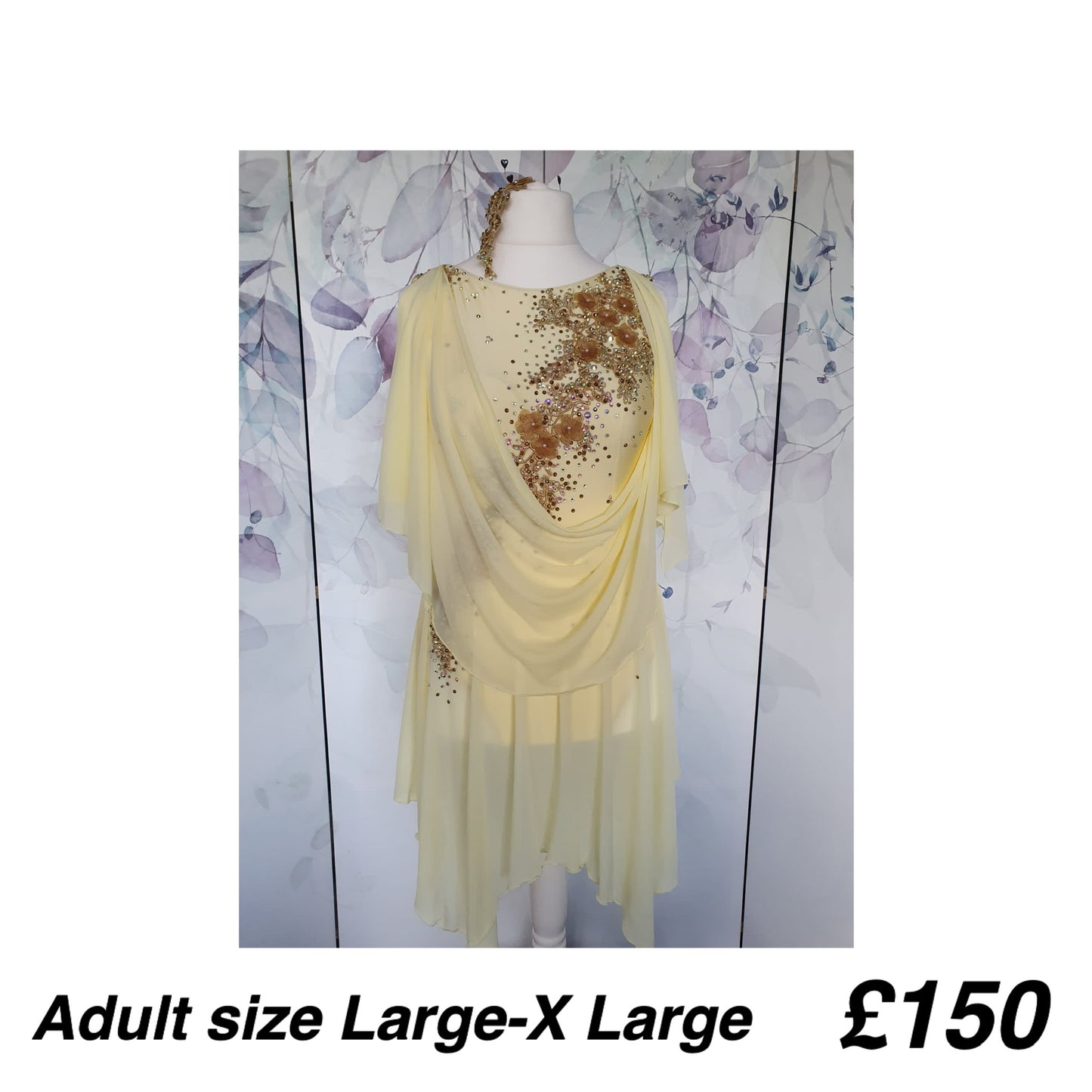290 Light Yellow Lyrical Stage Dance Dress
