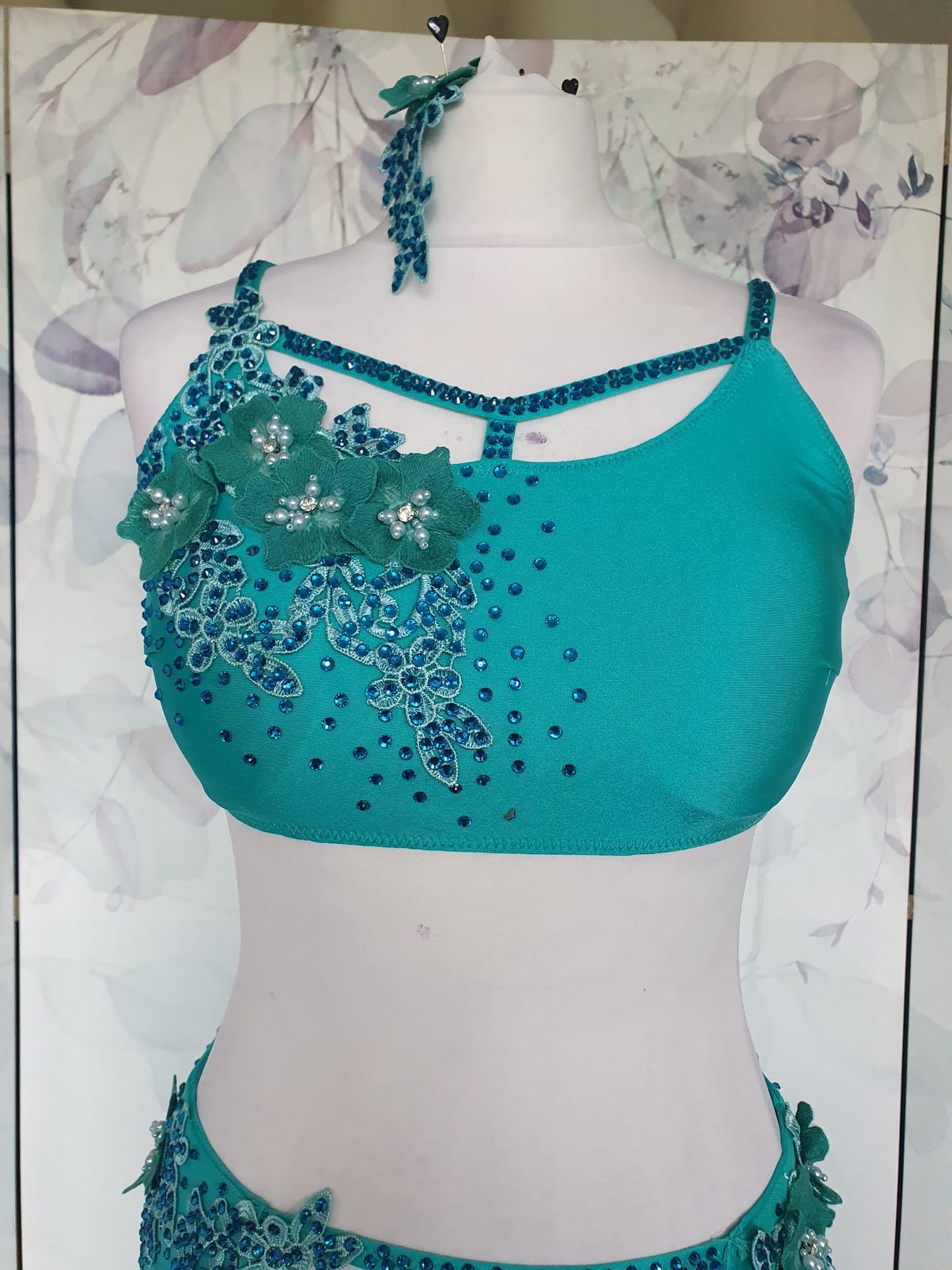 288 Teal Lyrical Stage Dance Dress