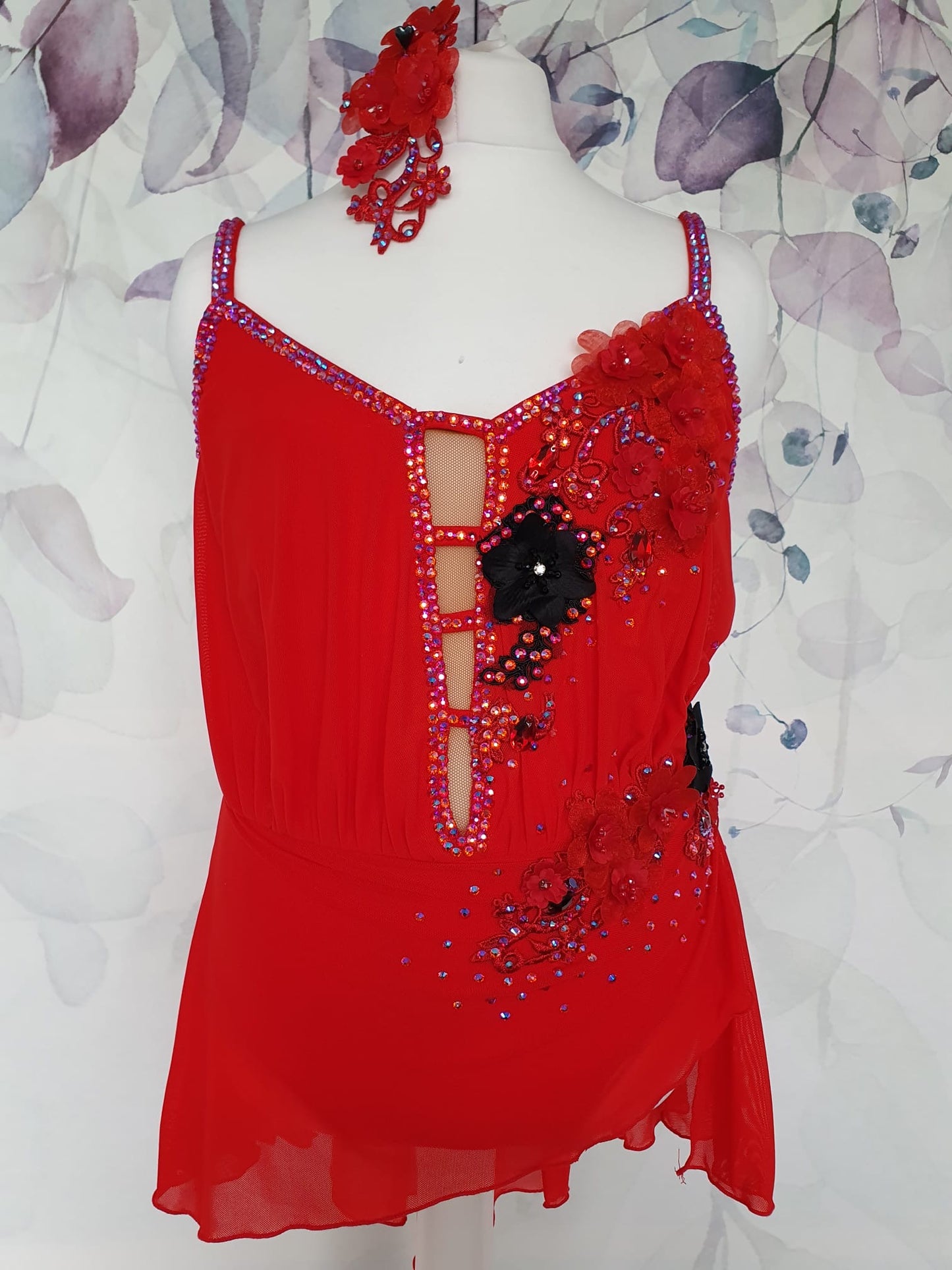 263 Red Lyrical Stage Dance Dress