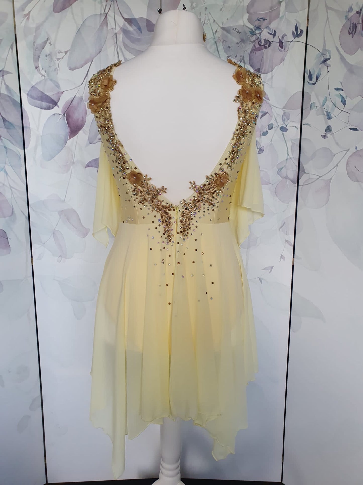 290 Light Yellow Lyrical Stage Dance Dress