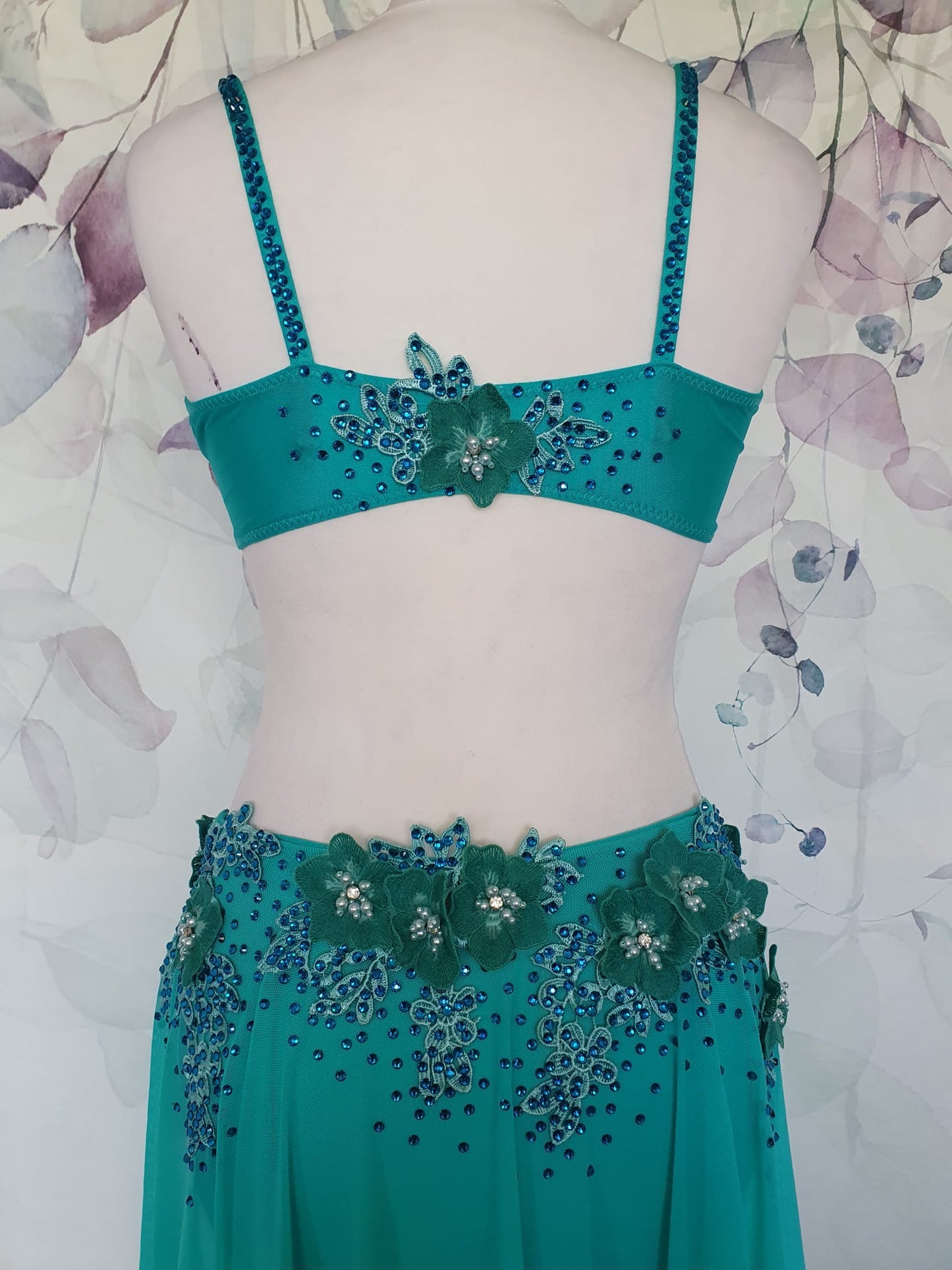 288 Teal Lyrical Stage Dance Dress
