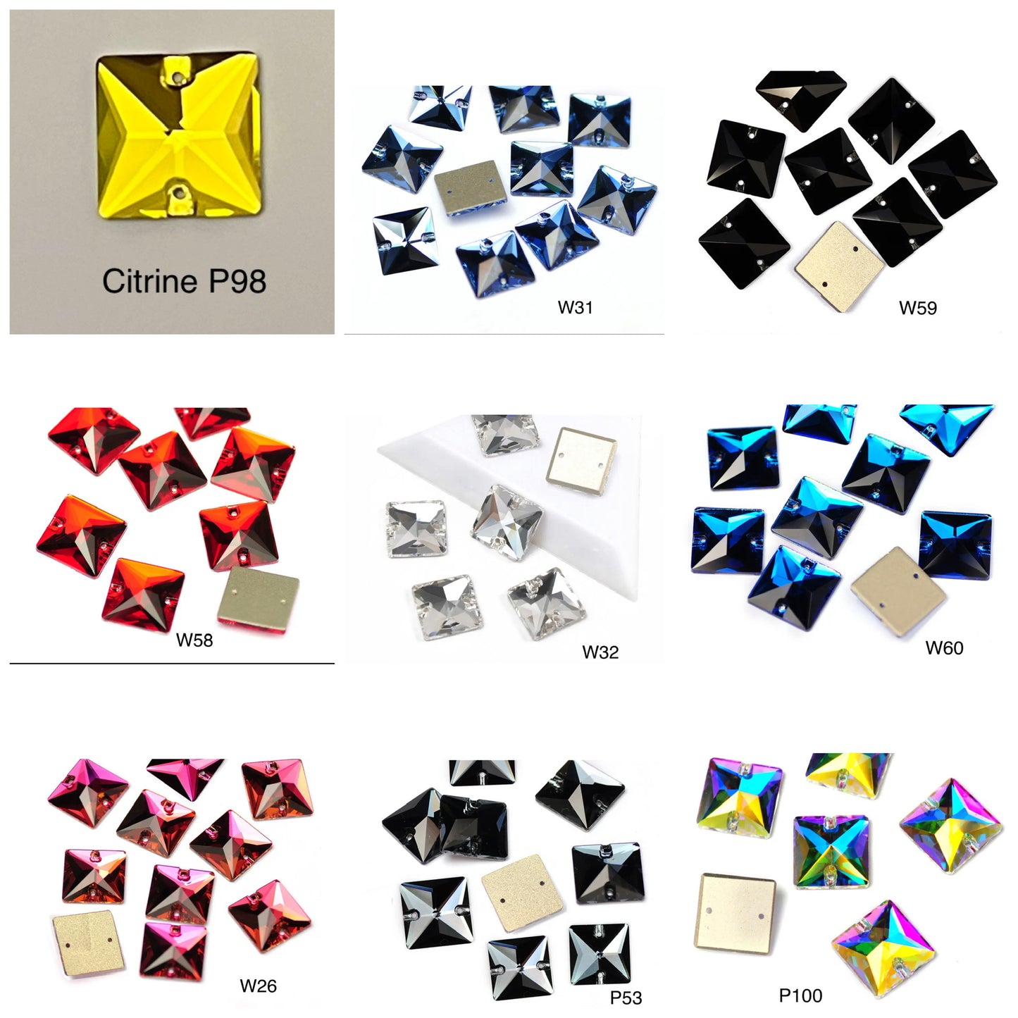 Top Quality Glass Sew On Squares (G53)