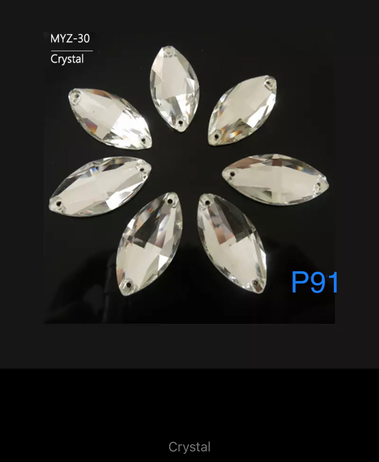 Budget Glass Navette Stones (G56) P72