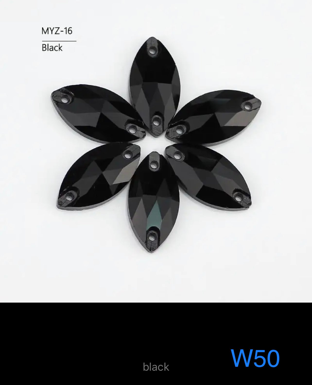 Budget Glass Navette Stones (G56) P72
