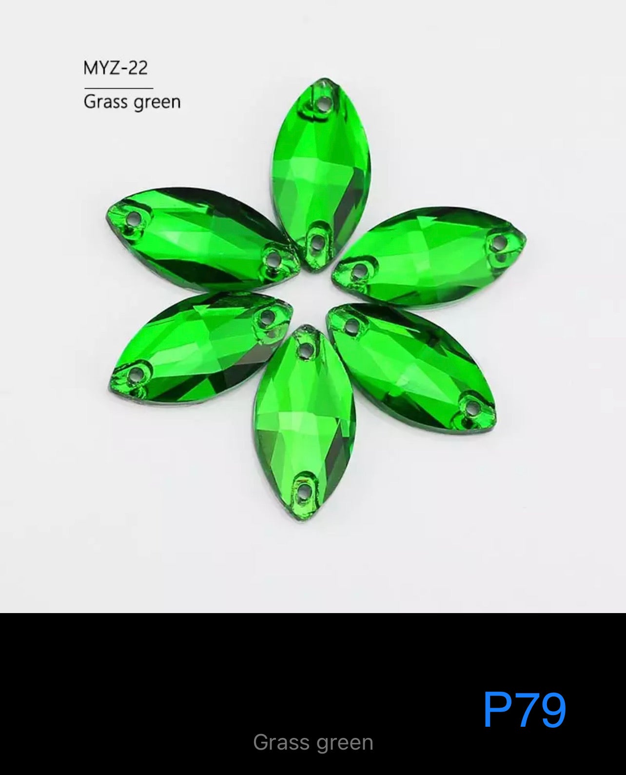 Budget Glass Navette Stones (G56) P72
