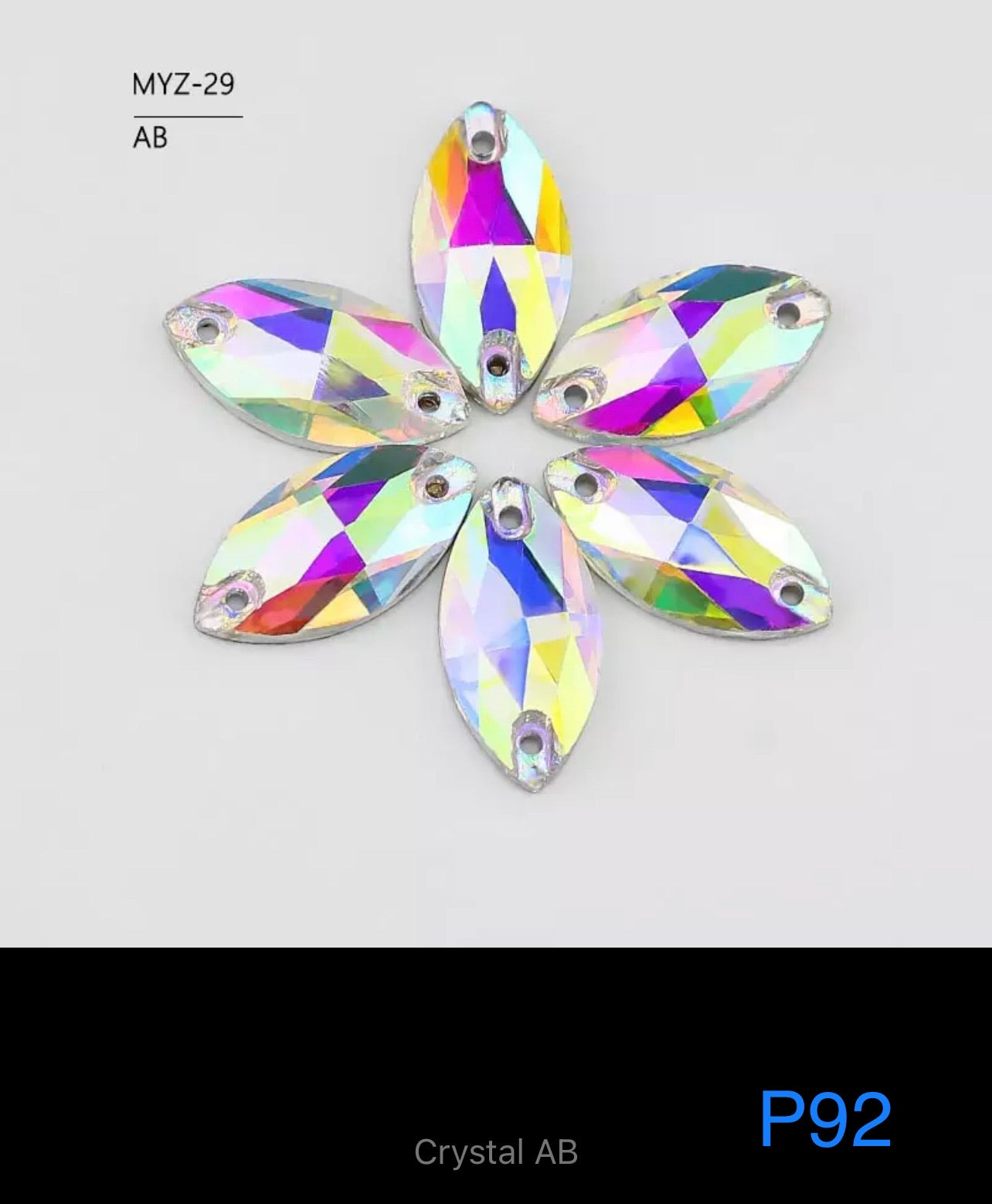 Budget Glass Navette Stones (G56) P72