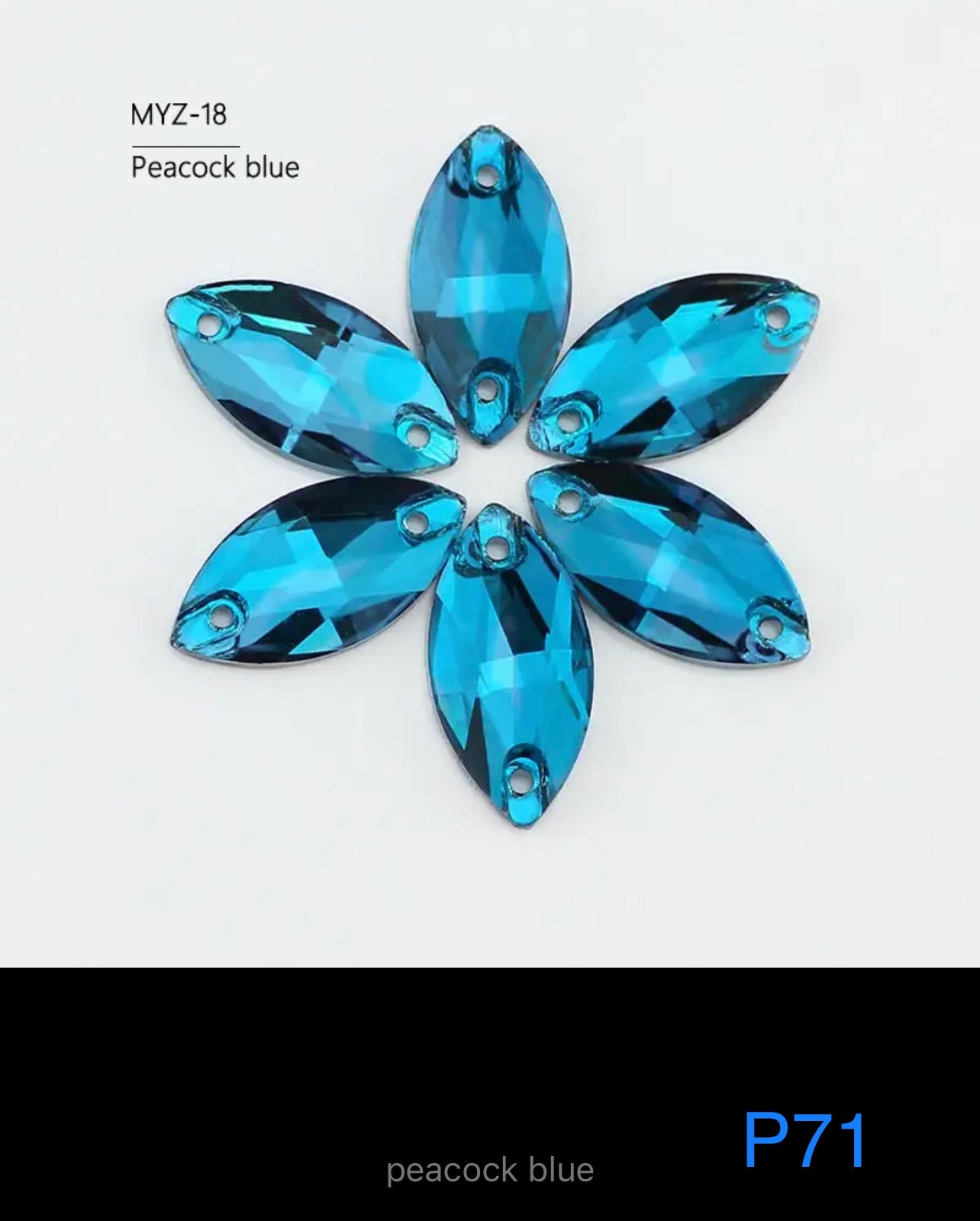 Budget Glass Navette Stones (G56) P72