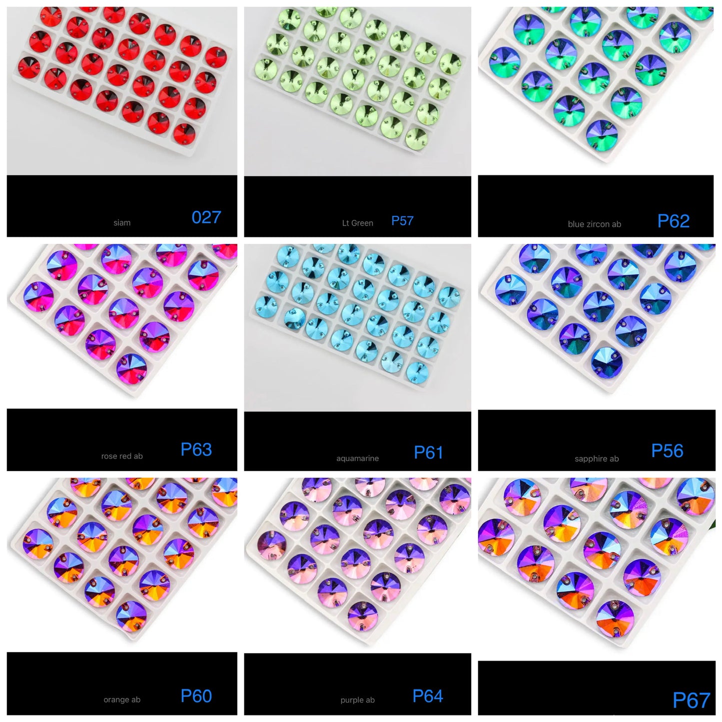 Budget Glass Rivoli Stones (G58)