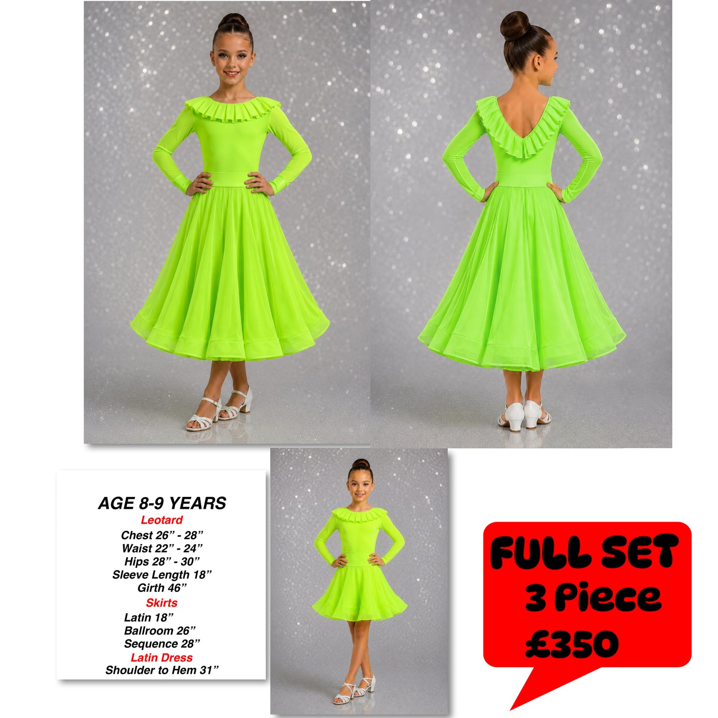 119J Flo Green 3 Piece Set Competition Number Wallet & Decorative Pins & Matching Hair Flower **Everything included in Price when full set purchased**