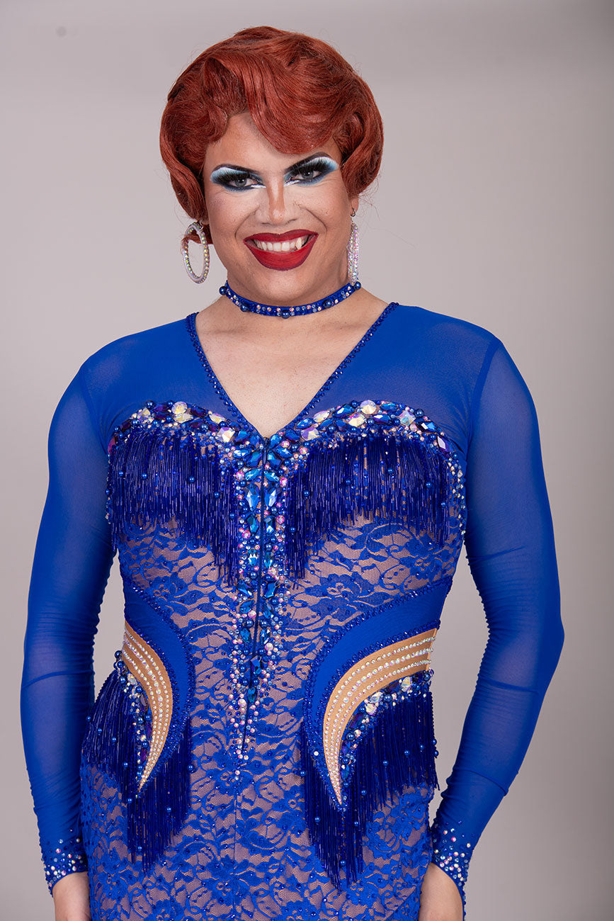 128L TWD “ELITE” Stunning Royal Blue Competition Latin Dance Dress. Striking stone detail with lace over mesh Lycra. Front Zip fastening for ease. High back mesh on Lycra giving option of wearing own bra. ❤️Showroom Appointments Available❤️