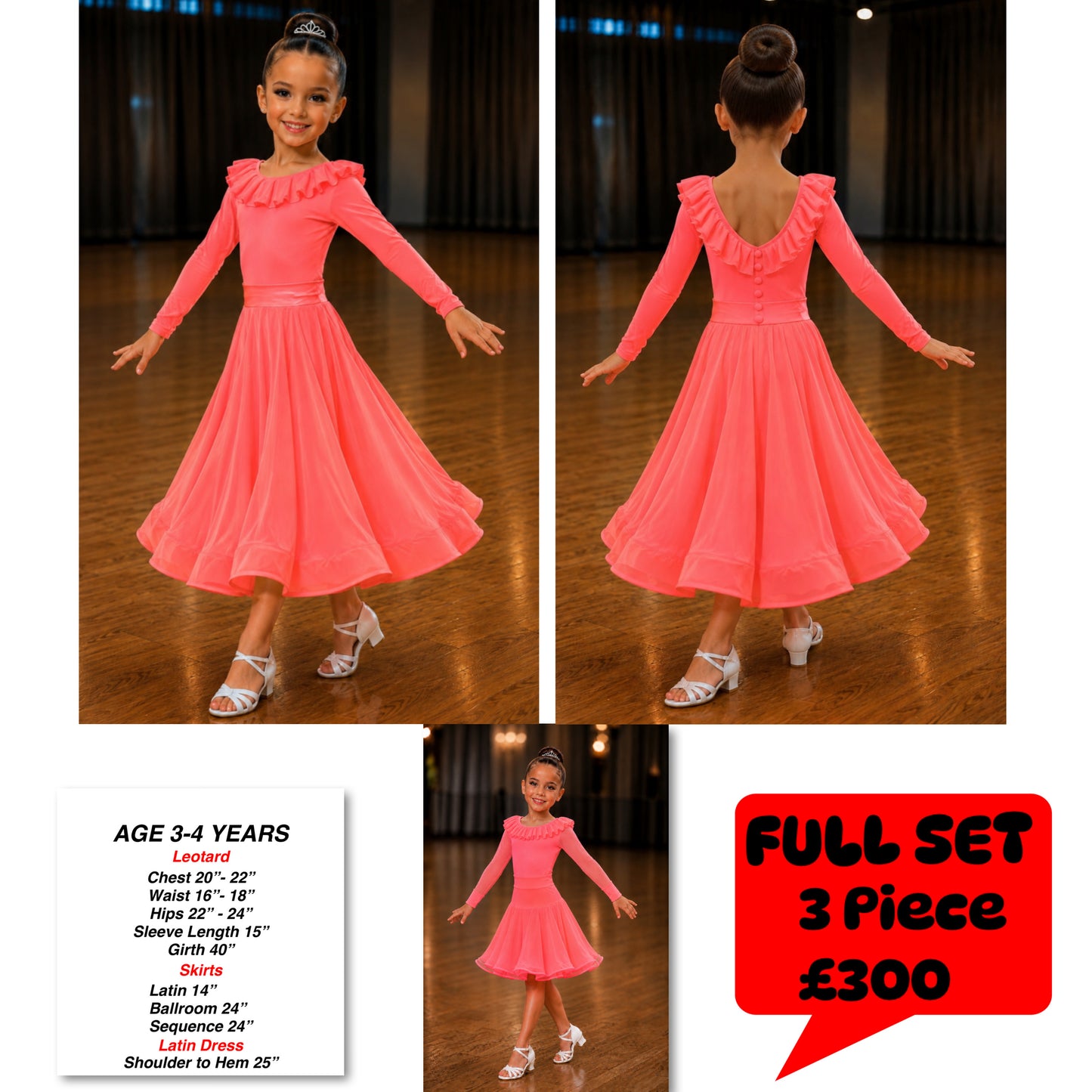 101J Flo Coral Pink 3 Piece, Competition Number Wallet & Decorative Pins & Matching Hair Flower **Everything included in Price when full set purchased**