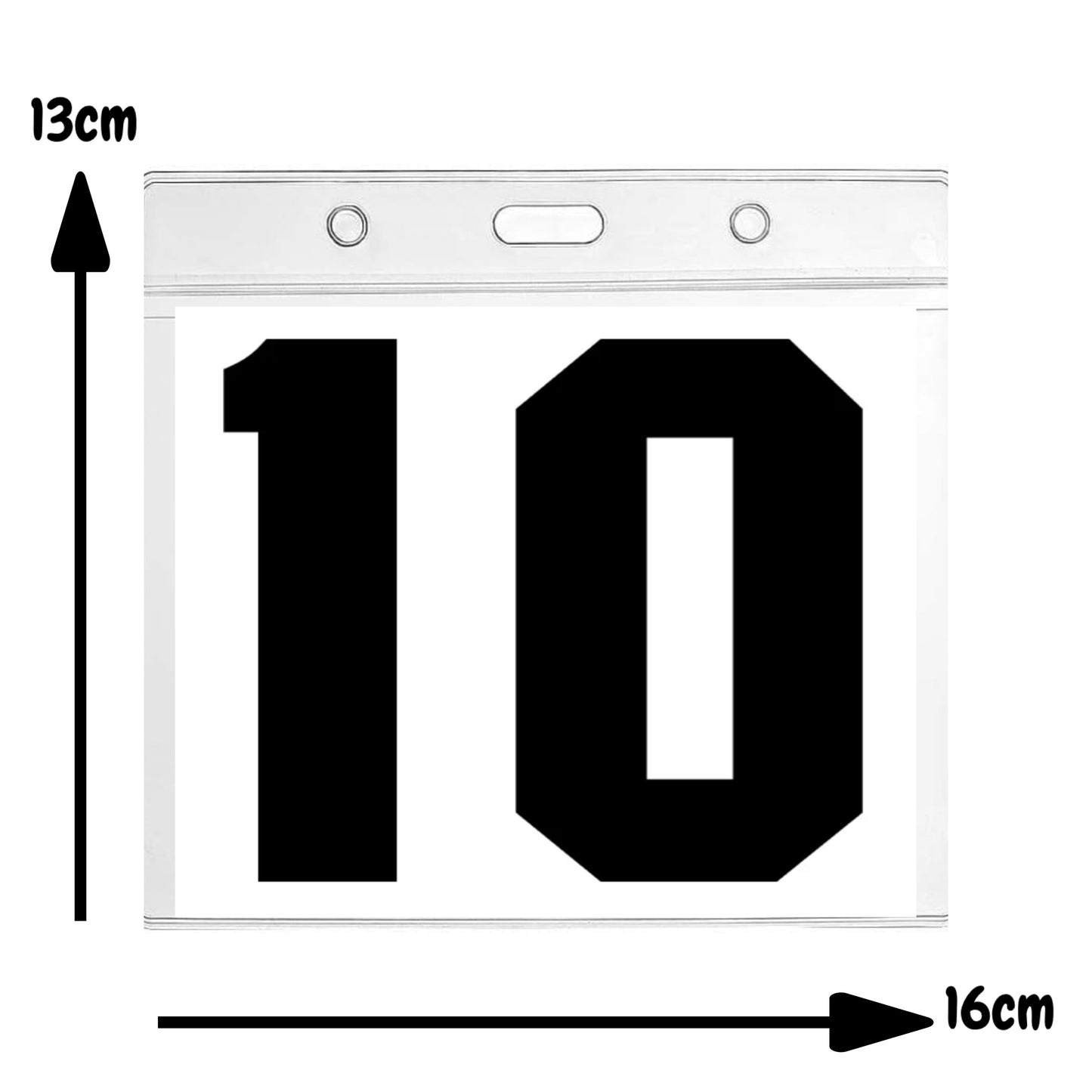 CLEAR NUMBER WALLETS 16cm x 13cm. 2 Holes for Safety Pins