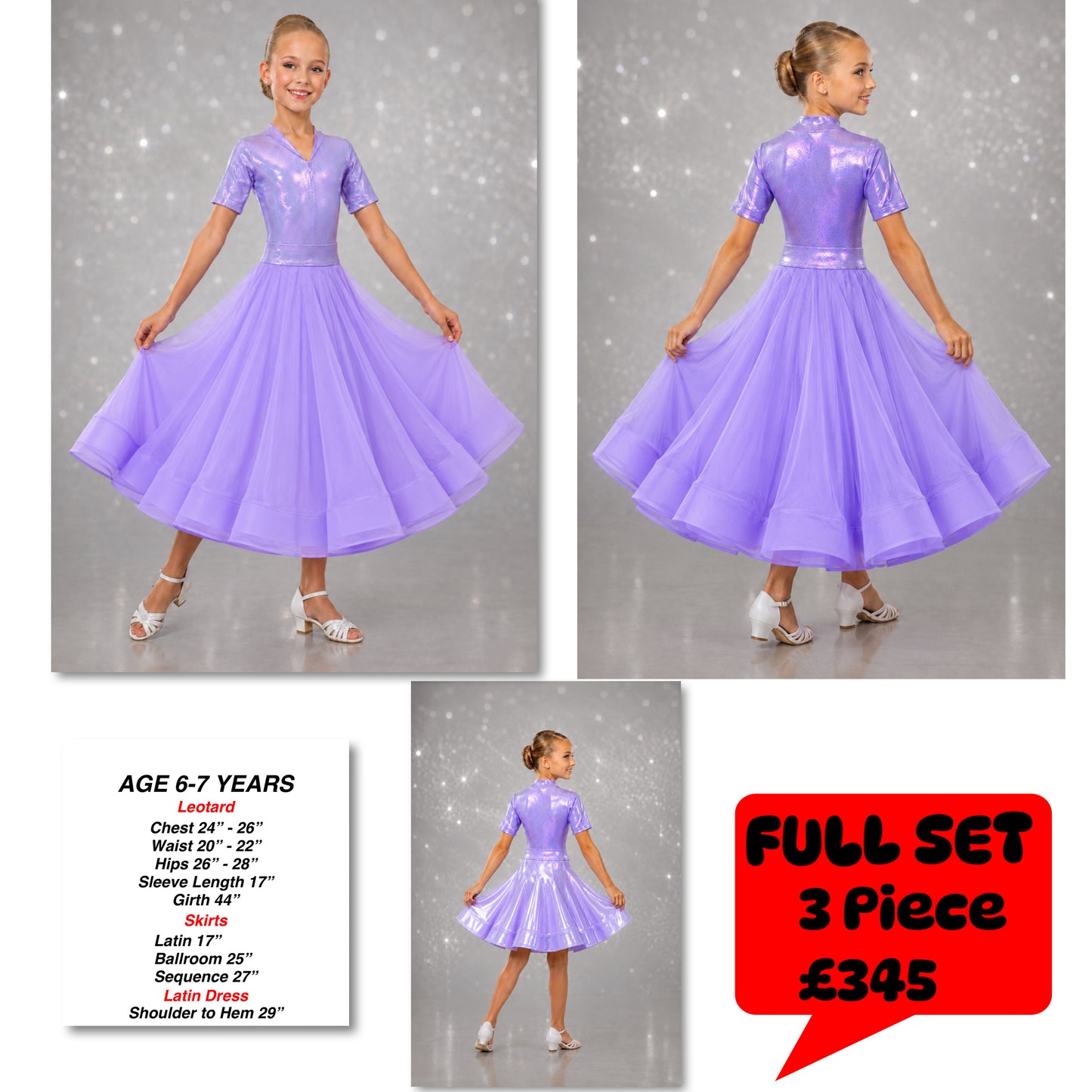 107J Metallic Lilac 3 piece Set Competition Number Wallet & Decorative Pins & Matching Hair Flower **Everything included in Price when full set purchased**