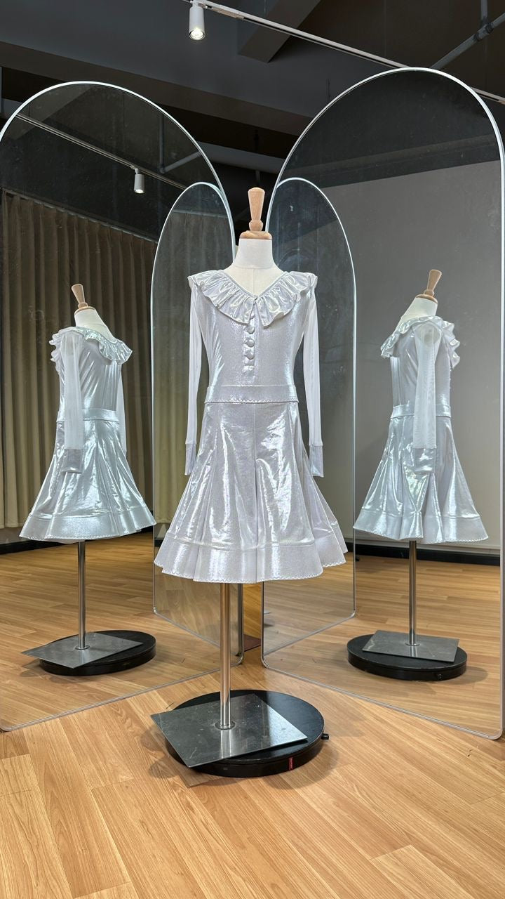 107J White/Silver Metallic 3 Piece, Shoes (Choose between 2 Designs Included with 3 piece). Competition Number Wallet & Decorative Pins & Matching Hair Flower ❤️Everything included in Price when full set purchased❤️