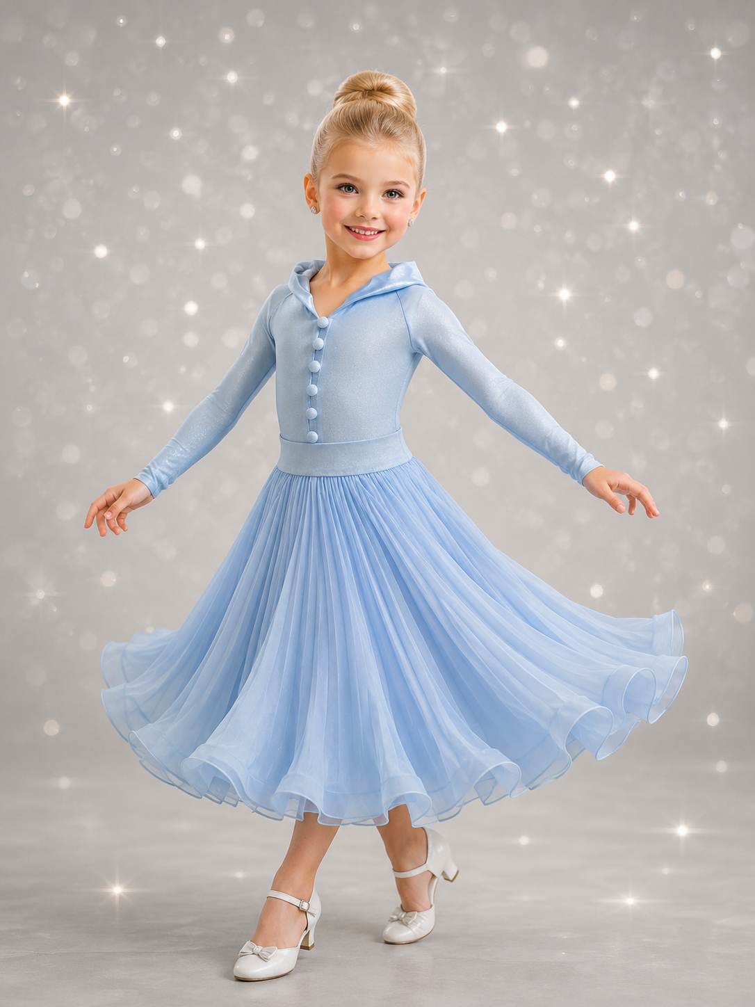 105J Pale Blue Metallic 4 piece Set Competition Number Wallet & Decorative Pins & Matching Hair Flower **Everything included in Price when full set purchased**