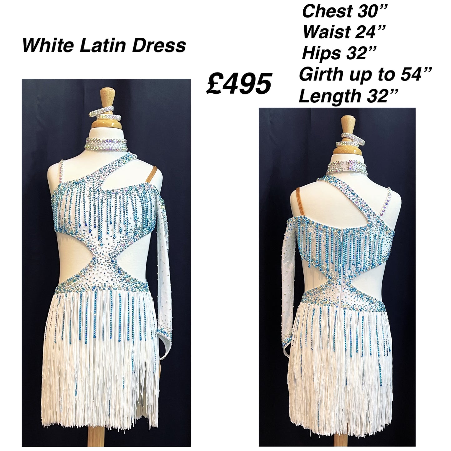 1024L Brand New Petite Latin Dress Range. Designed & created for the Petite Junior Dancer. All information is included in the pictures.