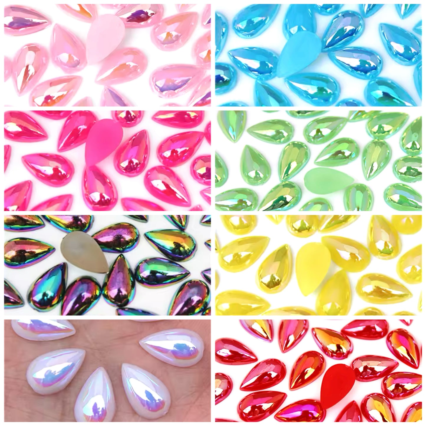 7x13mm Flat Back AB Teardrops (G61)