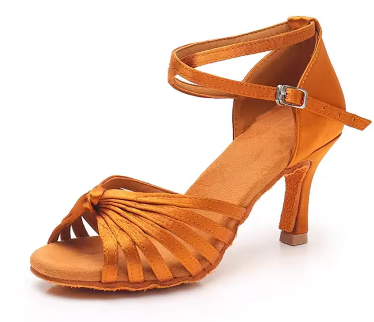 (8) TWD “LULAH” Latin Shoes. Colour Tan 7.5cm Heel Diamanté Buckle. Shoes are Boxed Free “Black Shoe Bag” plastic feet protectors to try for Size, Fit & Comfort