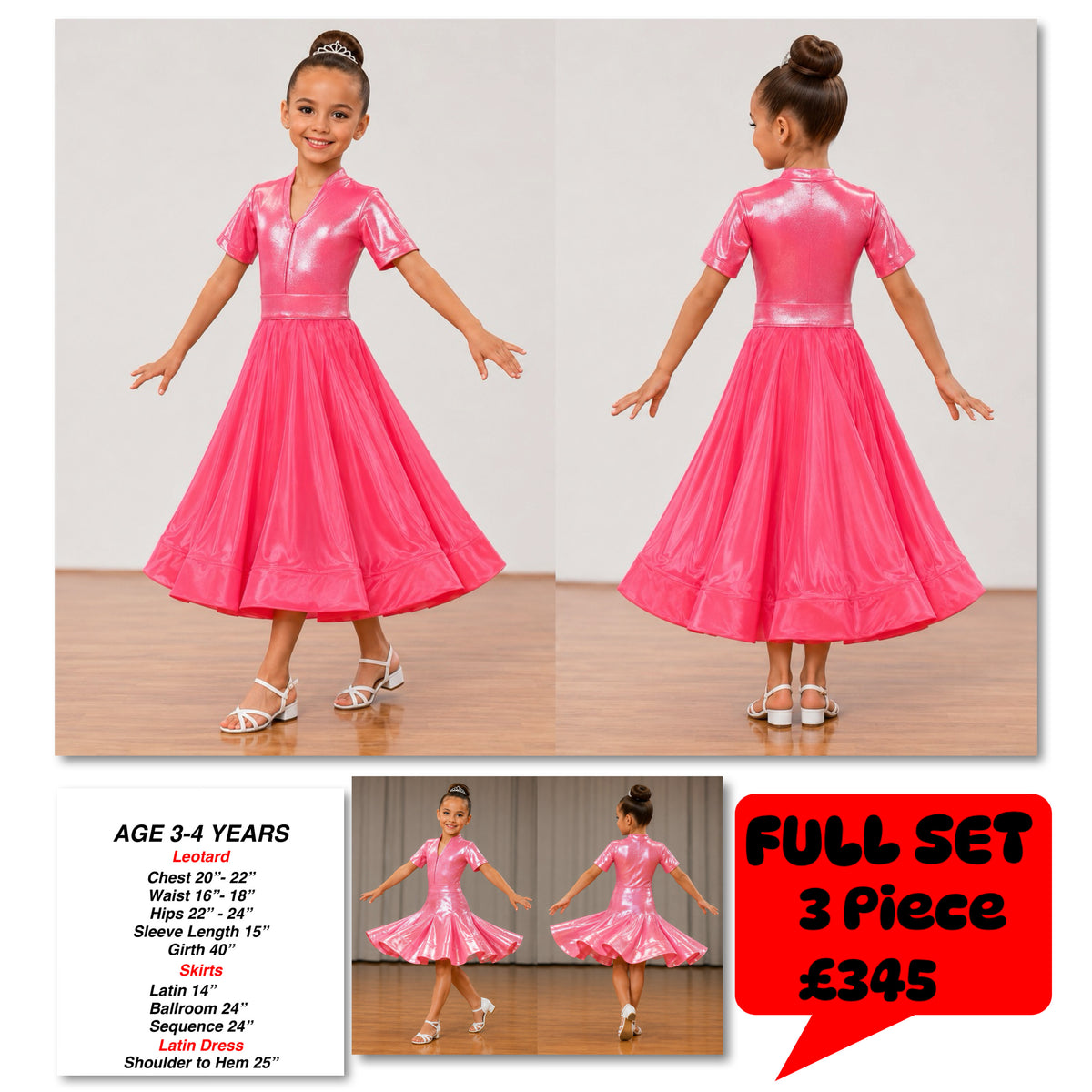 102J Metallic Sugar Pink 3 Piece Set Competition Number Wallet & Decorative Pins & Matching Hair Flower **Everything included in Price when full set purchased**
