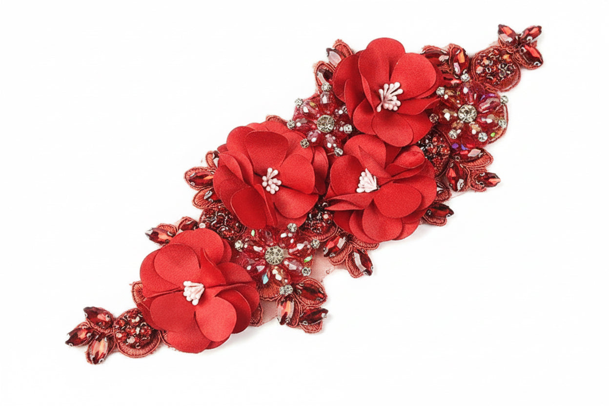 Paradise (M140) 3D Flower, Diamontes & Sequin Appliqué