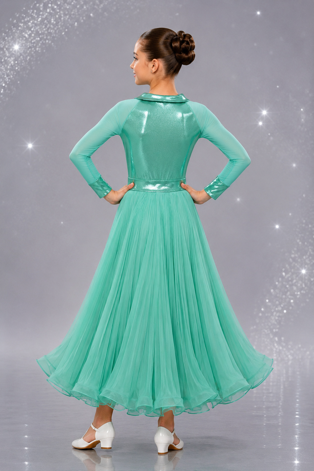 137J Mint Green Metallic 4 Piece Set Competition Number Wallet & Decorative Pins & Matching Hair Flower **Everything included in Price when full set purchased**