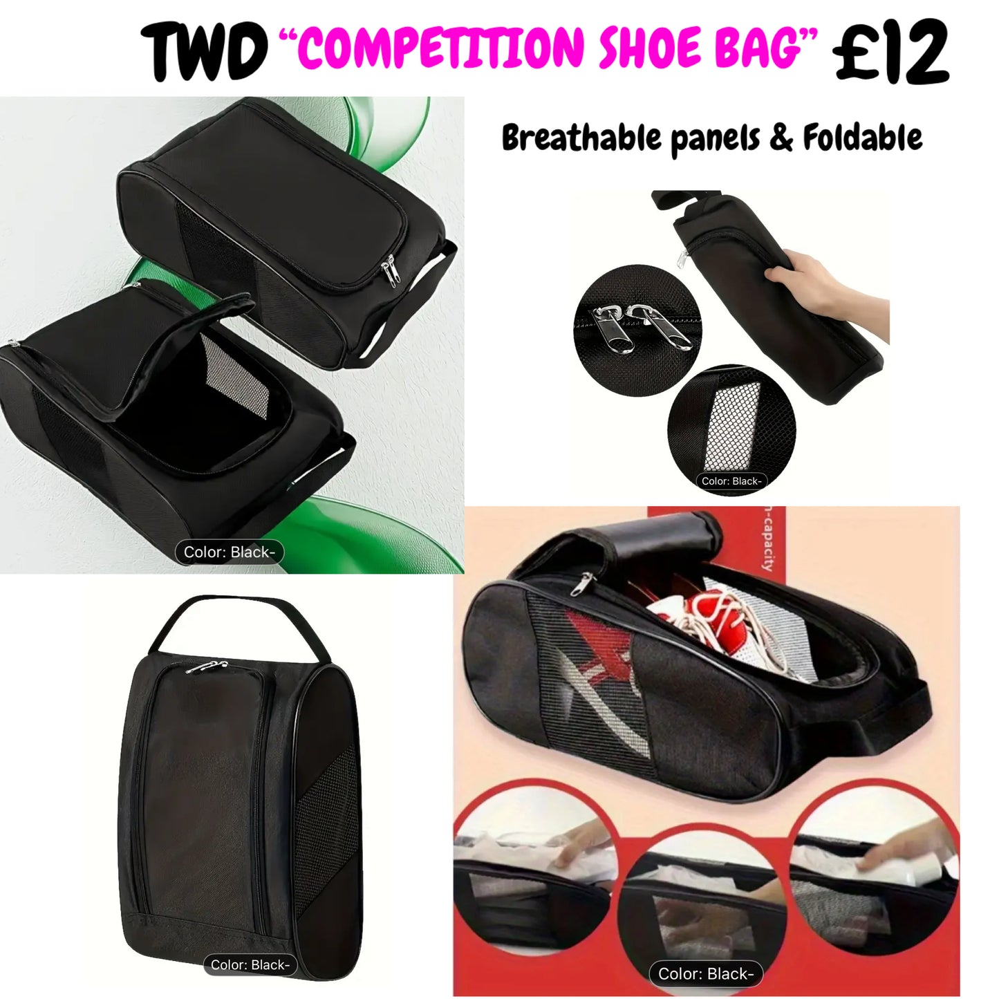 SHOE BAGS- Foldable with Breathable Panel